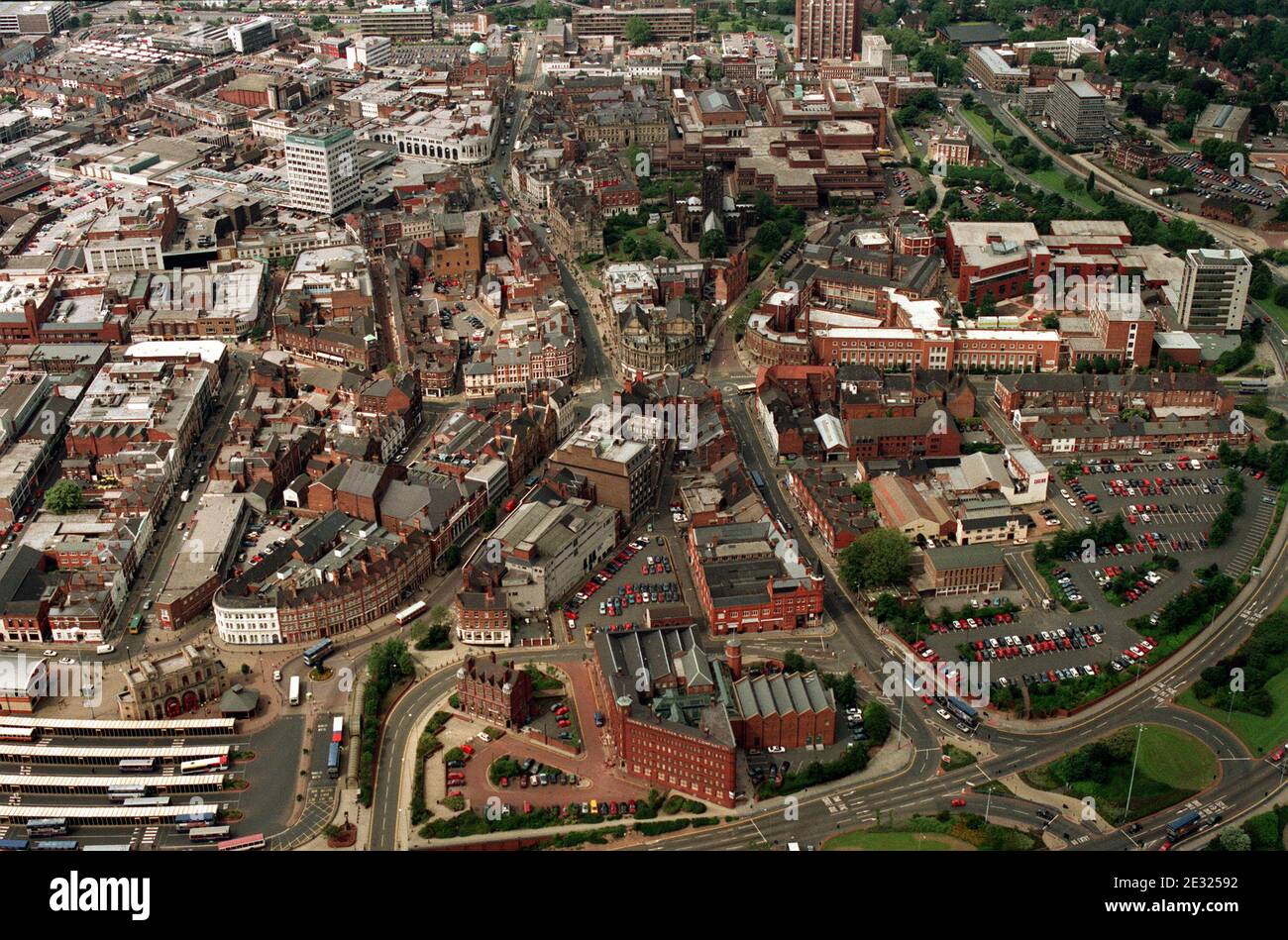 Luftaufnahme des Stadtzentrum von Wolverhampton Stockfoto