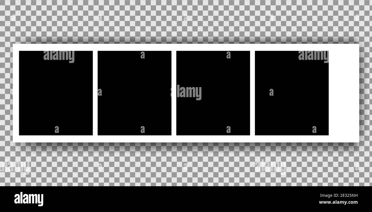 Realistische Bilderrahmen im Mockup-Stil. Isolierte leere für Foto auf transparentem Hintergrund. Leere 4 Fotokarten. Horizontale Vektordarstellung. Stock Vektor