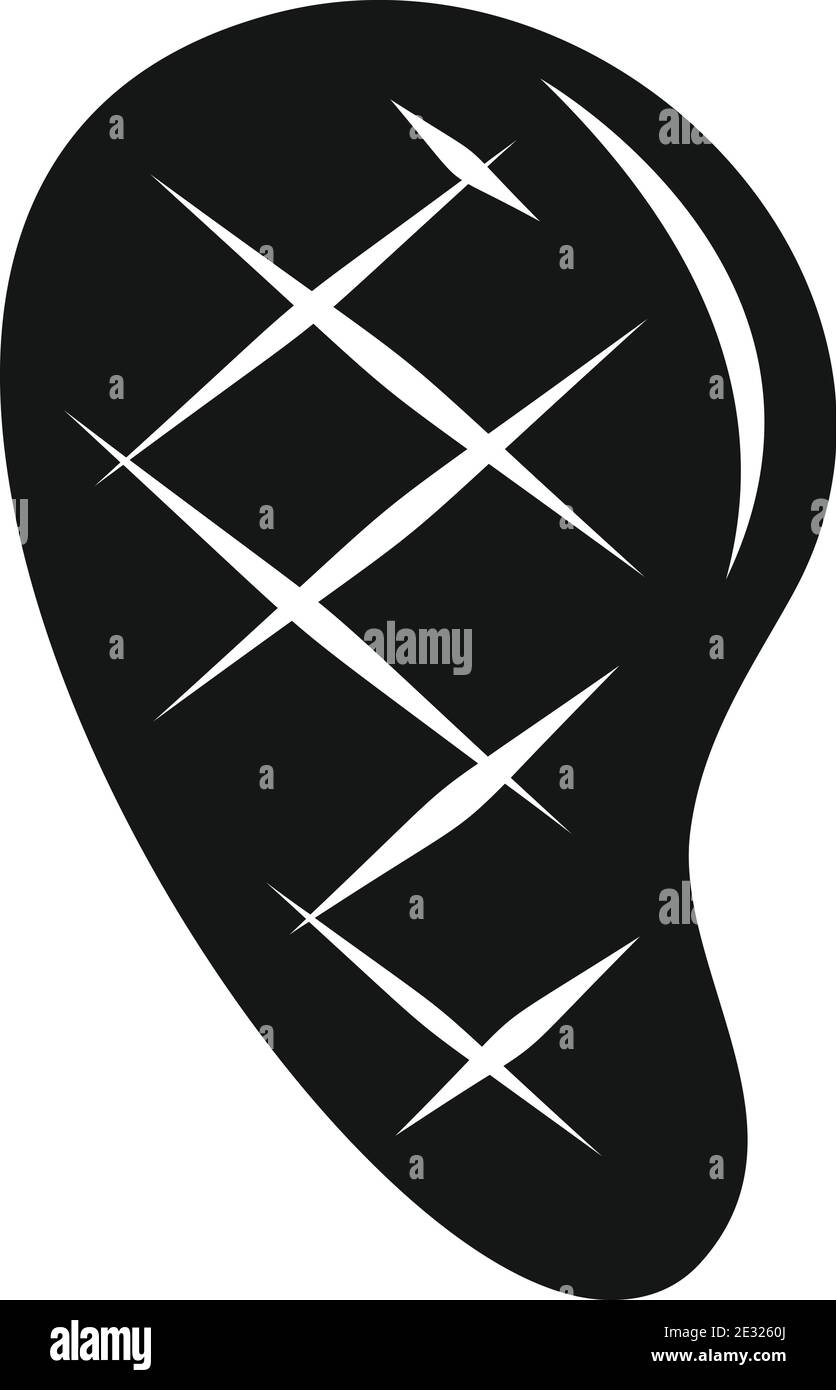 Gegrilltes Steak Symbol, einfachen Stil Stock Vektor
