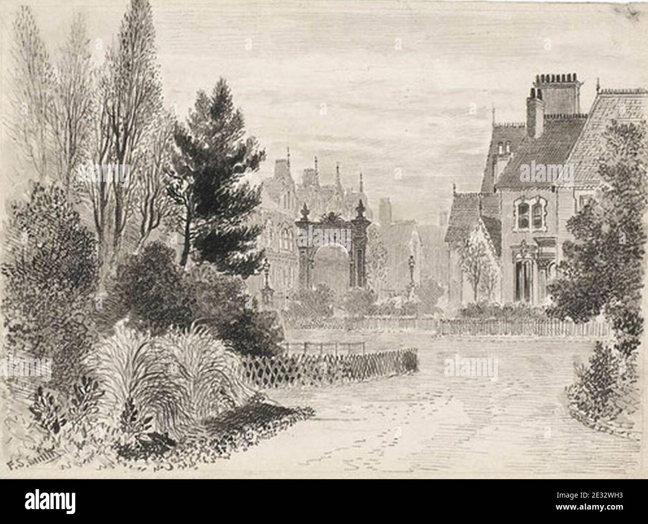 Haupteingangstor zum Pearson Park in Richtung Beverley Road, c.1885. Stockfoto