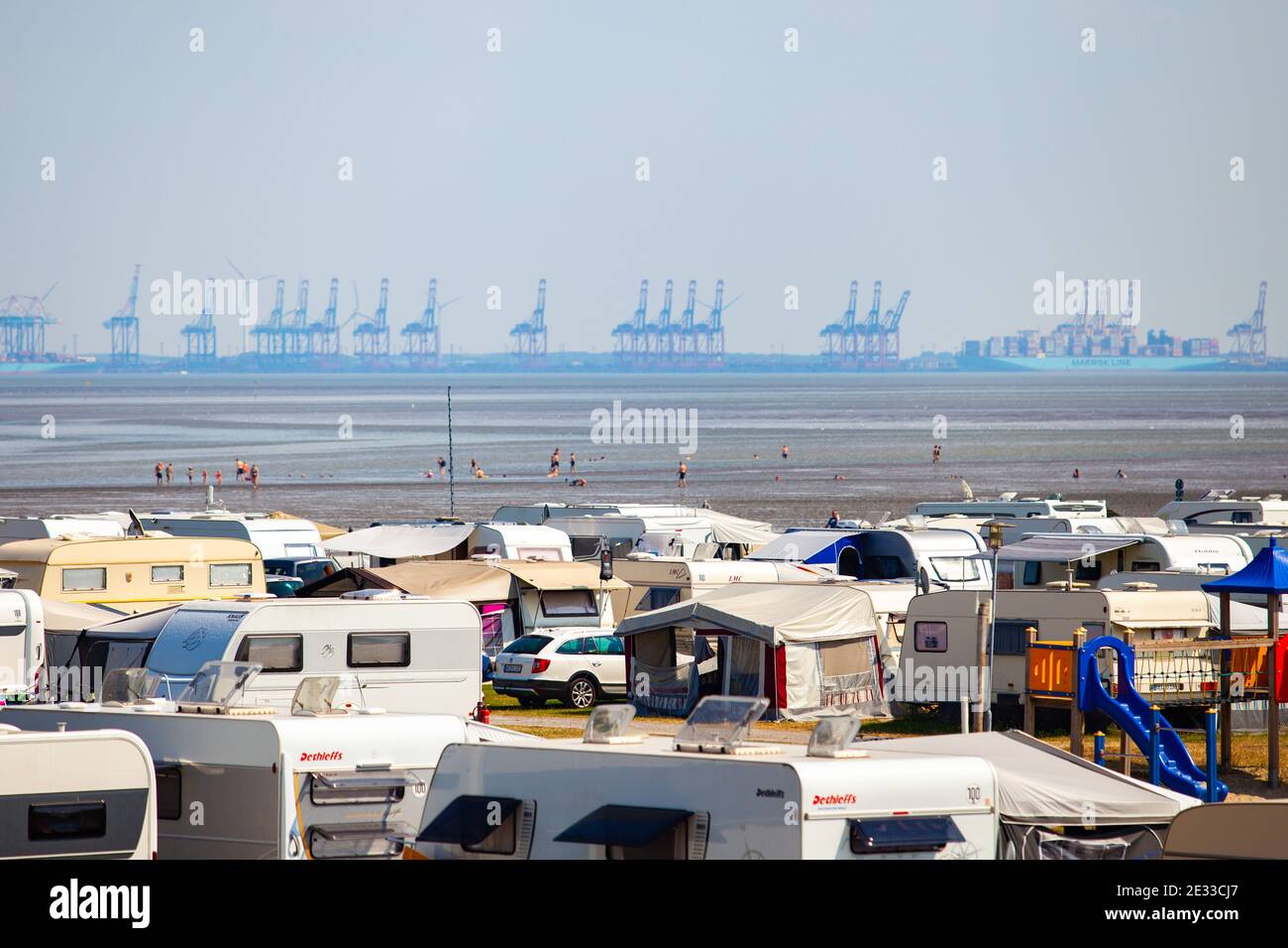 Camping am Wattenmeer in Deutschland, Butjadingen, 16.08.2020  Stockfotografie - Alamy