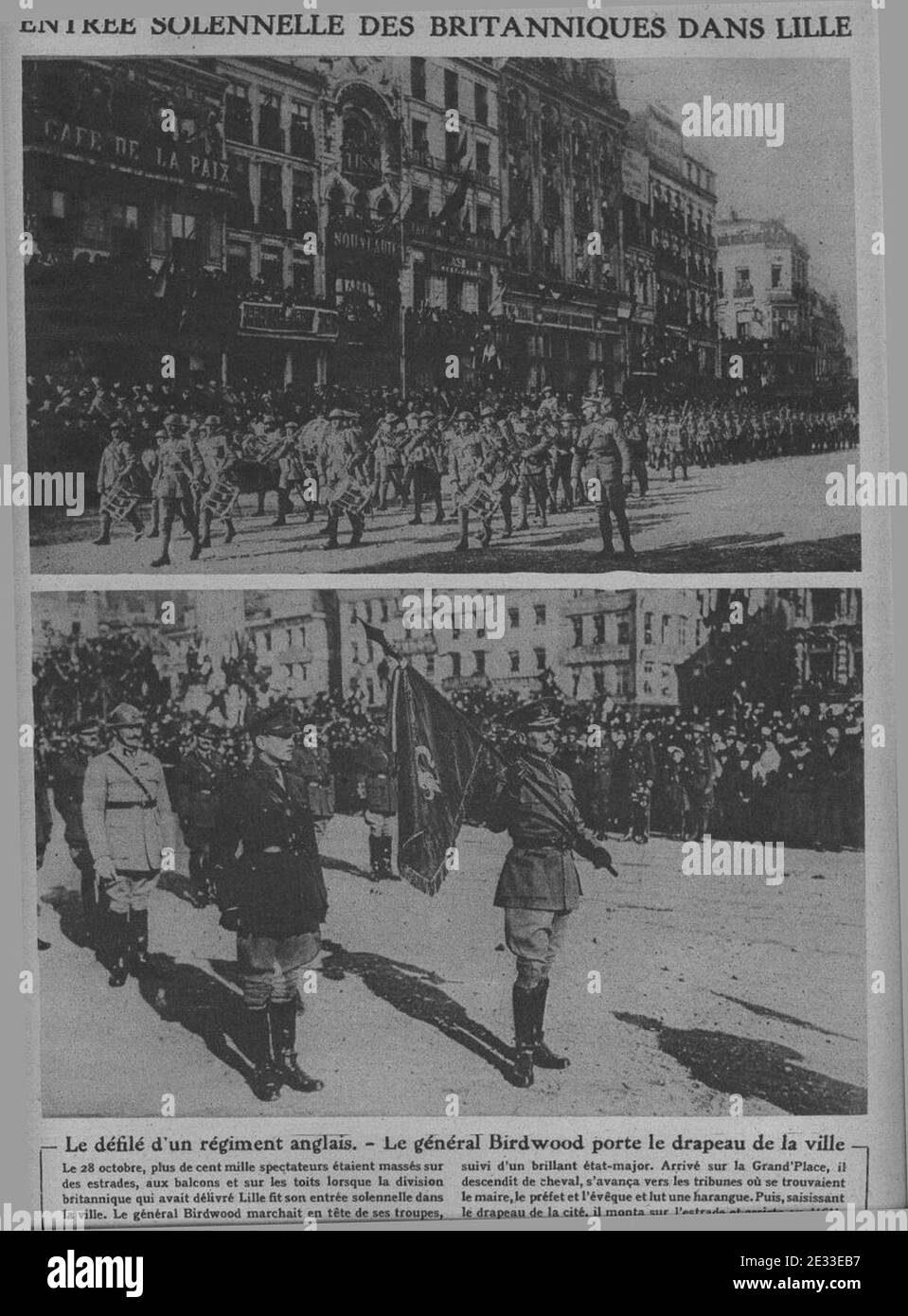 M 260 5 Birwood Portant le drapeau de Lille lors d'une entrée en la ville HTML m5ff8df2f. Stockfoto