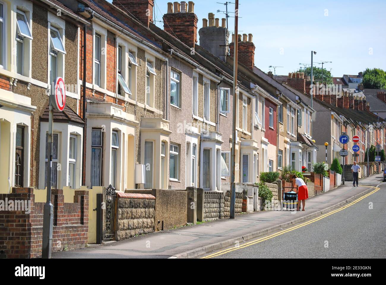 Viktorianischen Reihenhaus Häuser, Diakon Street, Swindon, Wiltshire, England, Vereinigtes Königreich Stockfoto