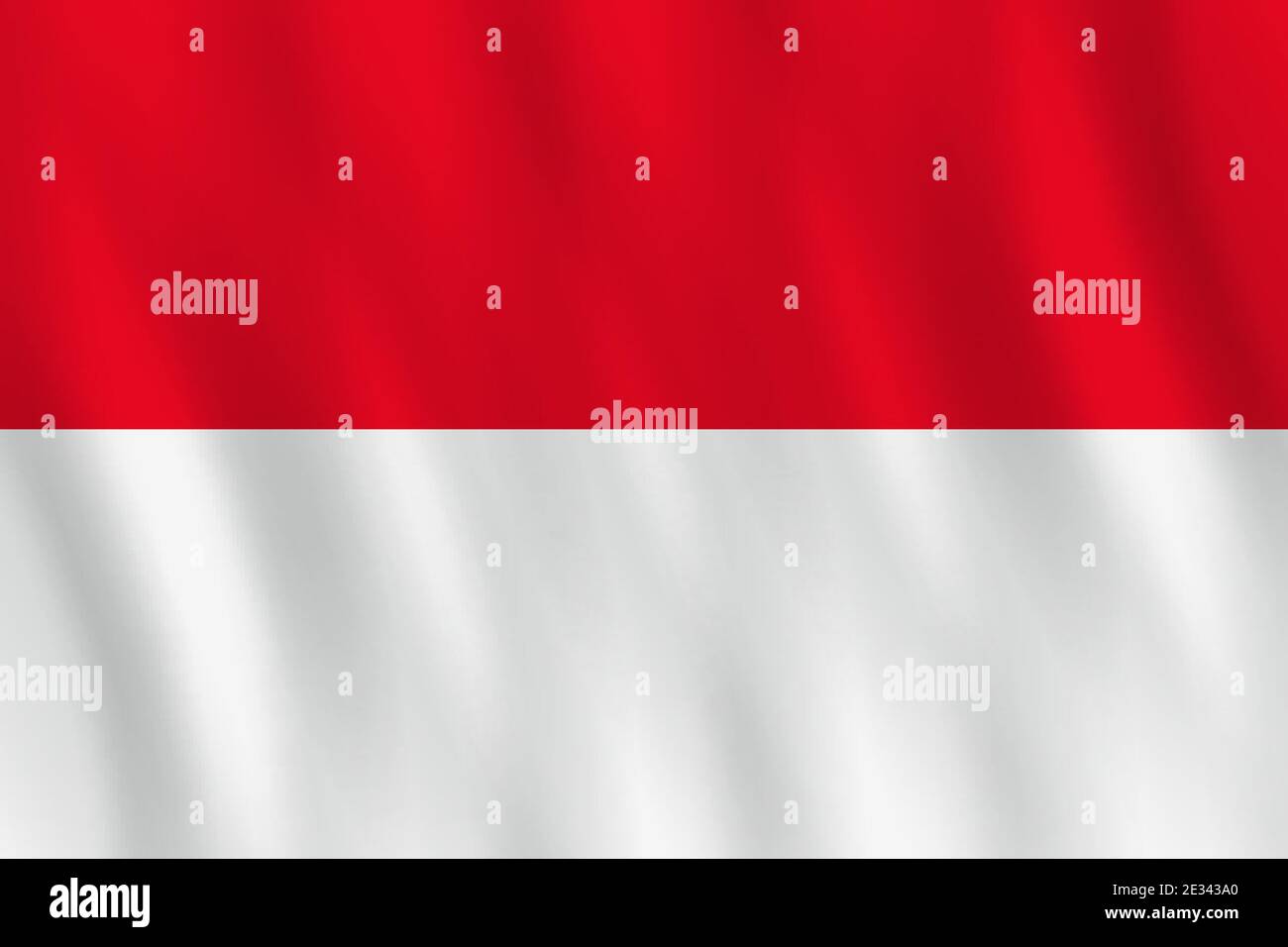 Indonesische Flagge mit wehender Wirkung, offizieller Anteil. Stock Vektor