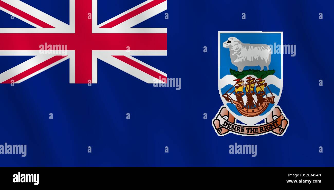 Falklandinseln Flagge mit wehender Wirkung, offizieller Anteil. Stock Vektor
