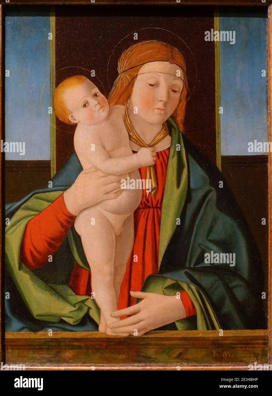 Madonna mit Kind, von Filippo Mazzola, c. 1490, Öl auf Platte - John und Mable Ringling Stockfoto