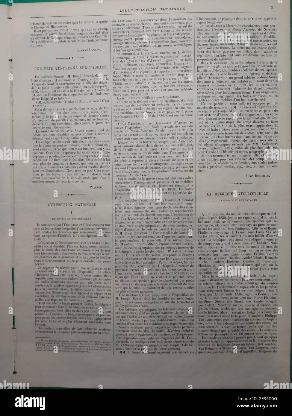 L’Illustration nationale (Belgique), 5 Septembre 1880, Seite 3 - La fête patriotique du 16 août. Stockfoto