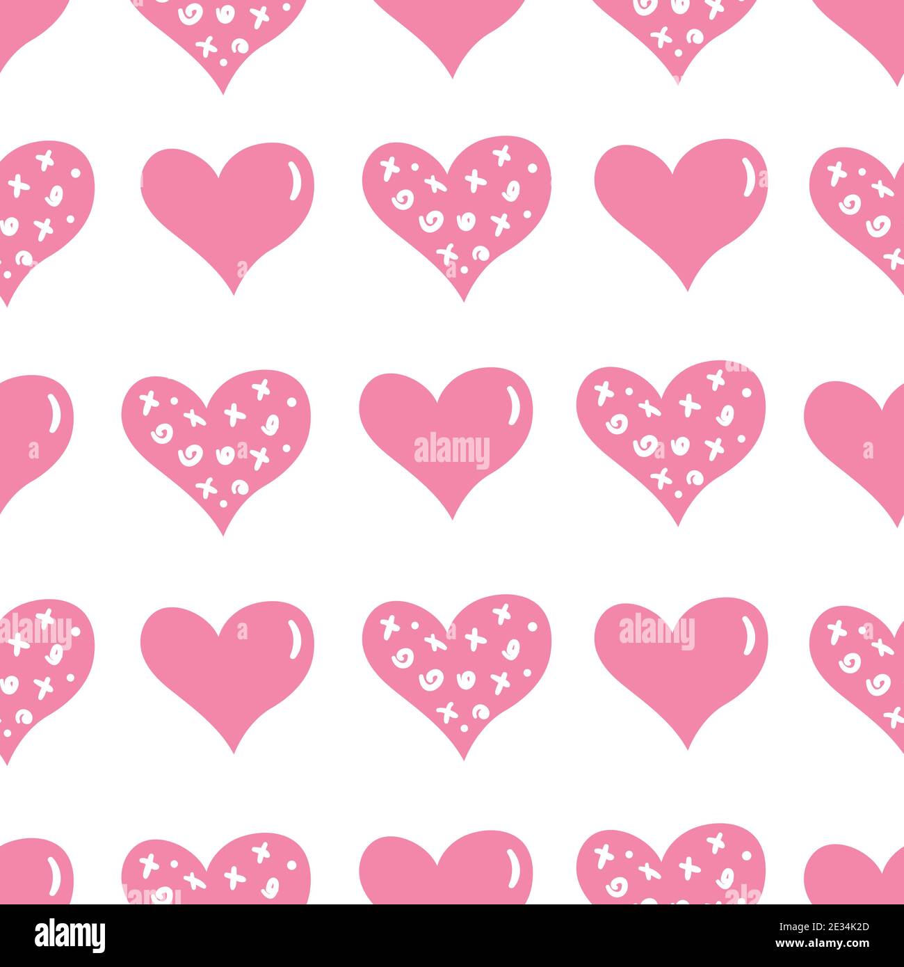 Einfache Herzen nahtlose Vektor-Muster. Valentinstag Hintergrund. Flaches Design endlose chaotische Herzen Silhouetten. Stock Vektor