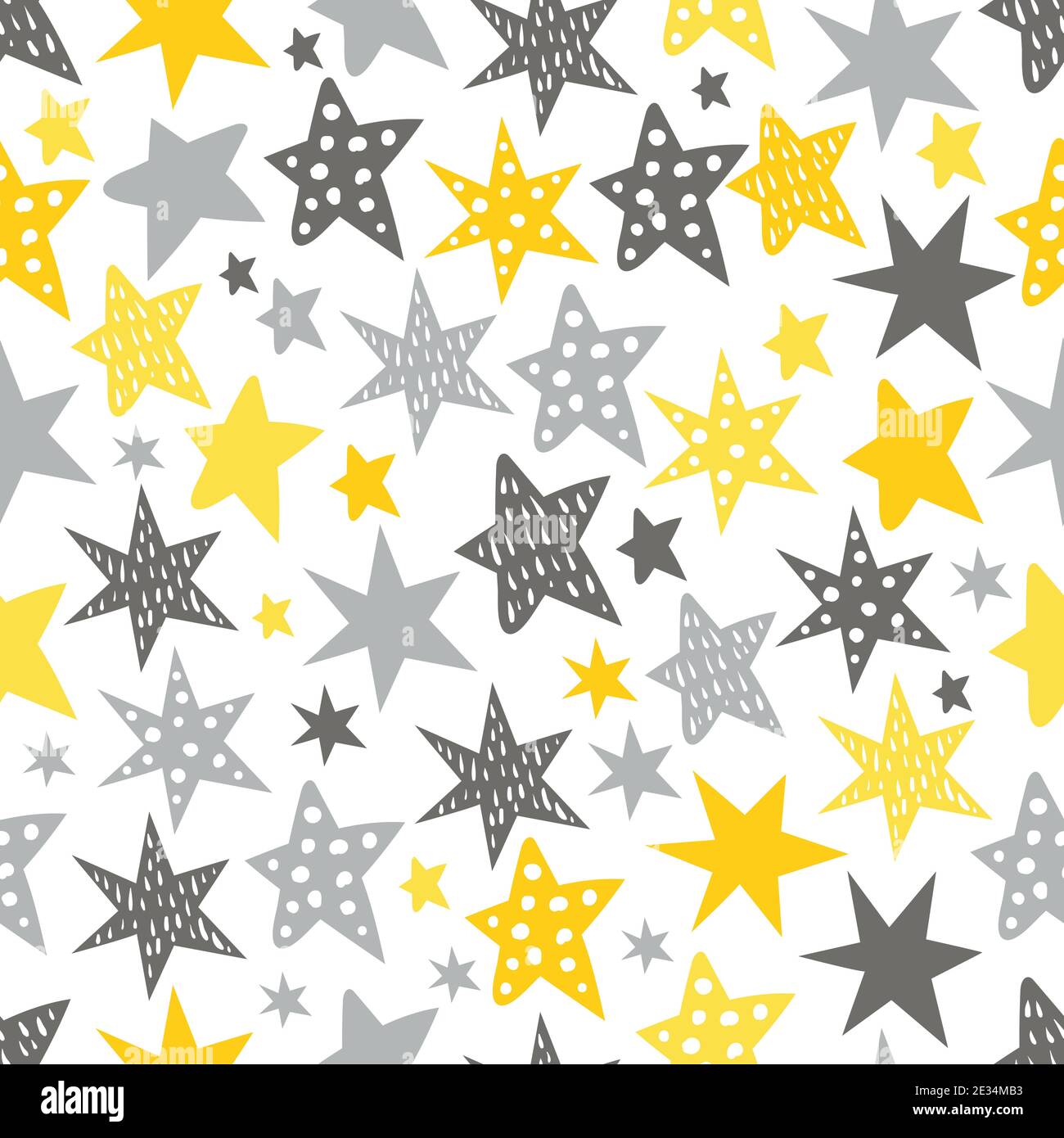 Skizzenhafte Sterne Nahtloses Wiederholungsmuster. Niedliche Vektorgrafik. Stock Vektor