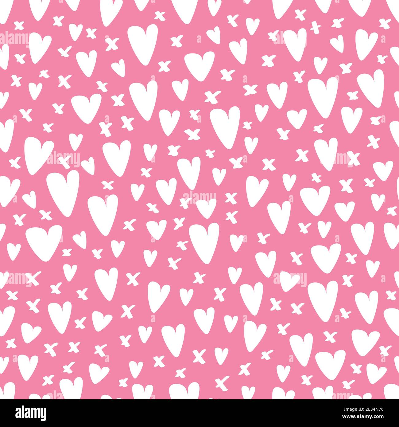 Einfache Herzen nahtlose Vektor-Muster. Valentinstag Hintergrund. Flaches Design endlose chaotische Herzen Silhouetten. Stock Vektor