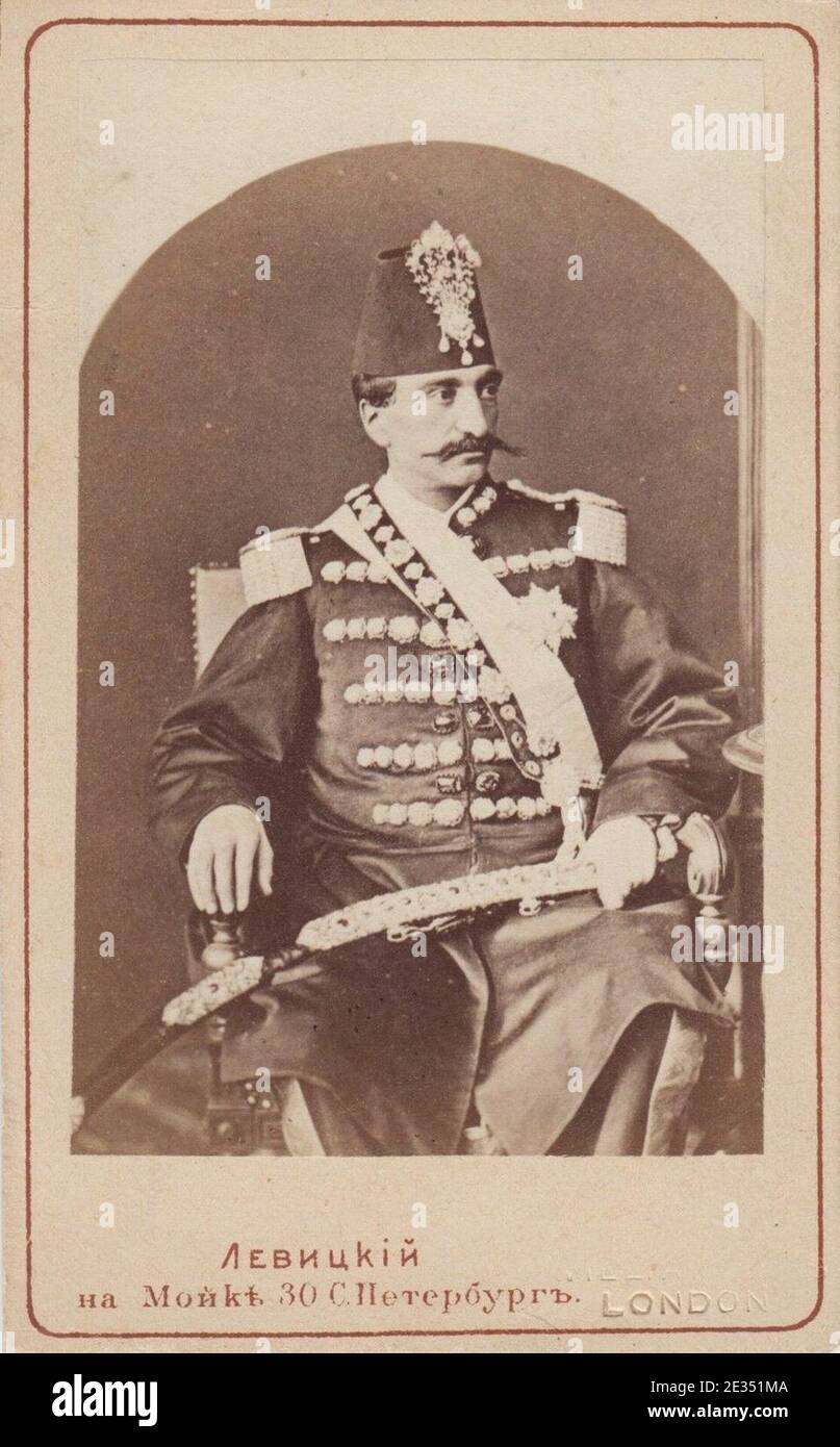 Levitski, Sergej (1819–1898). Porträt von Naser-od-DIN Shah. Stockfoto