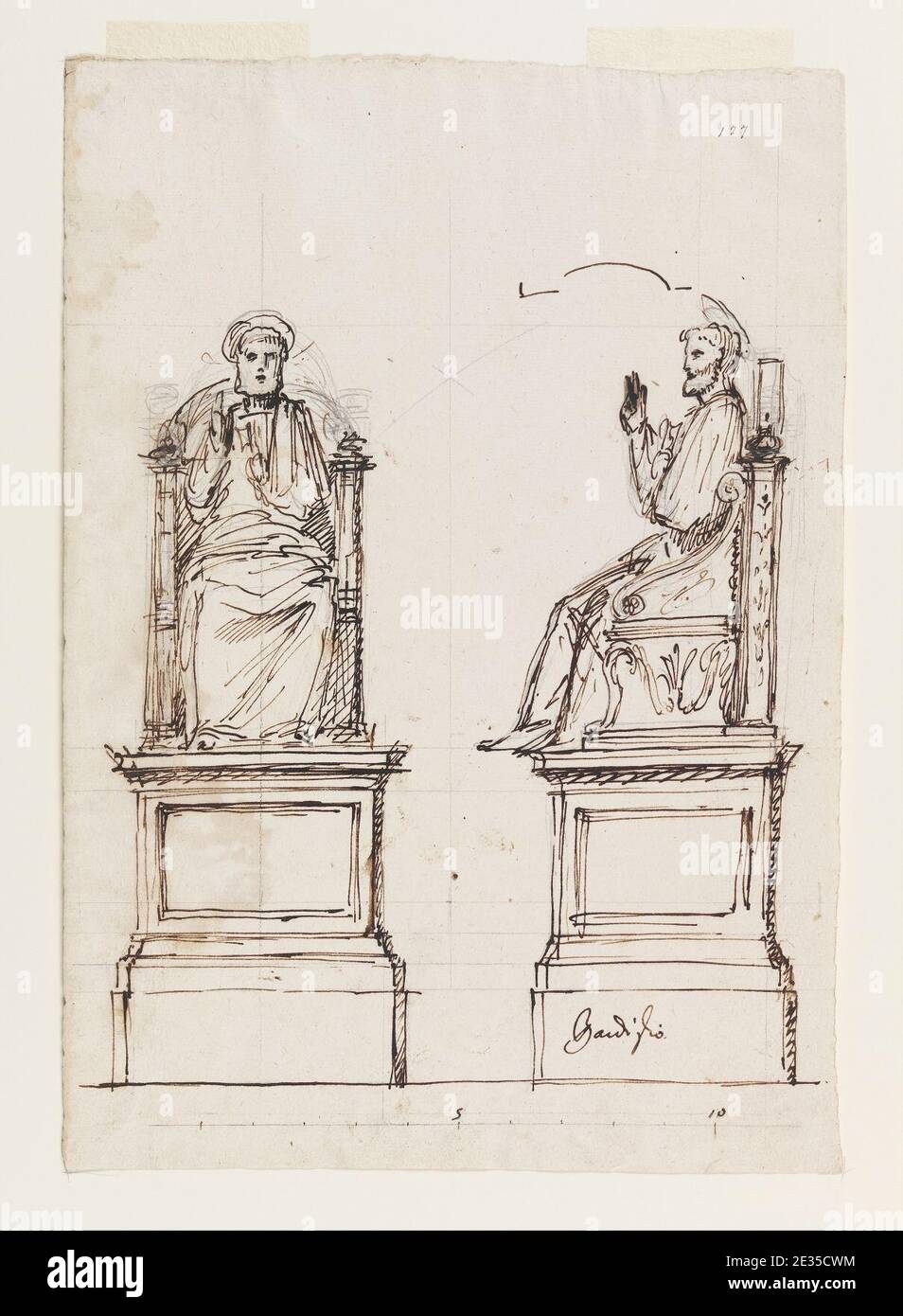 Luigi Vanvitelli - Entwurf für einen Marmorthron für die Statue des heiligen Petrus, des heiligen Petrus, Rom Stockfoto