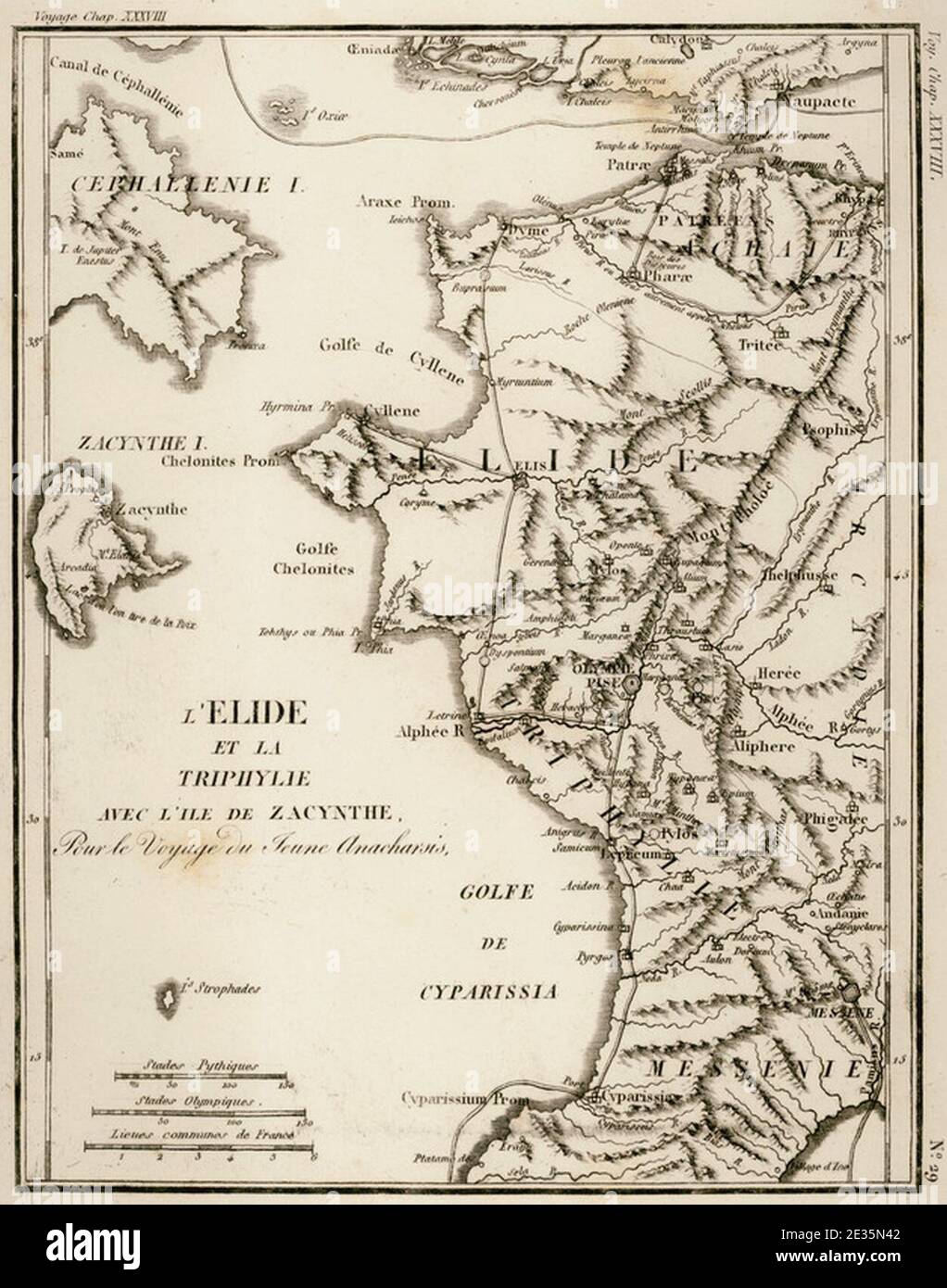 L’Elide et la Triphylie avec l’ile de Zacynthe, pour le voyage du jeune Anacharsis - Jean-Jacques Barthélemy - 1832. Stockfoto