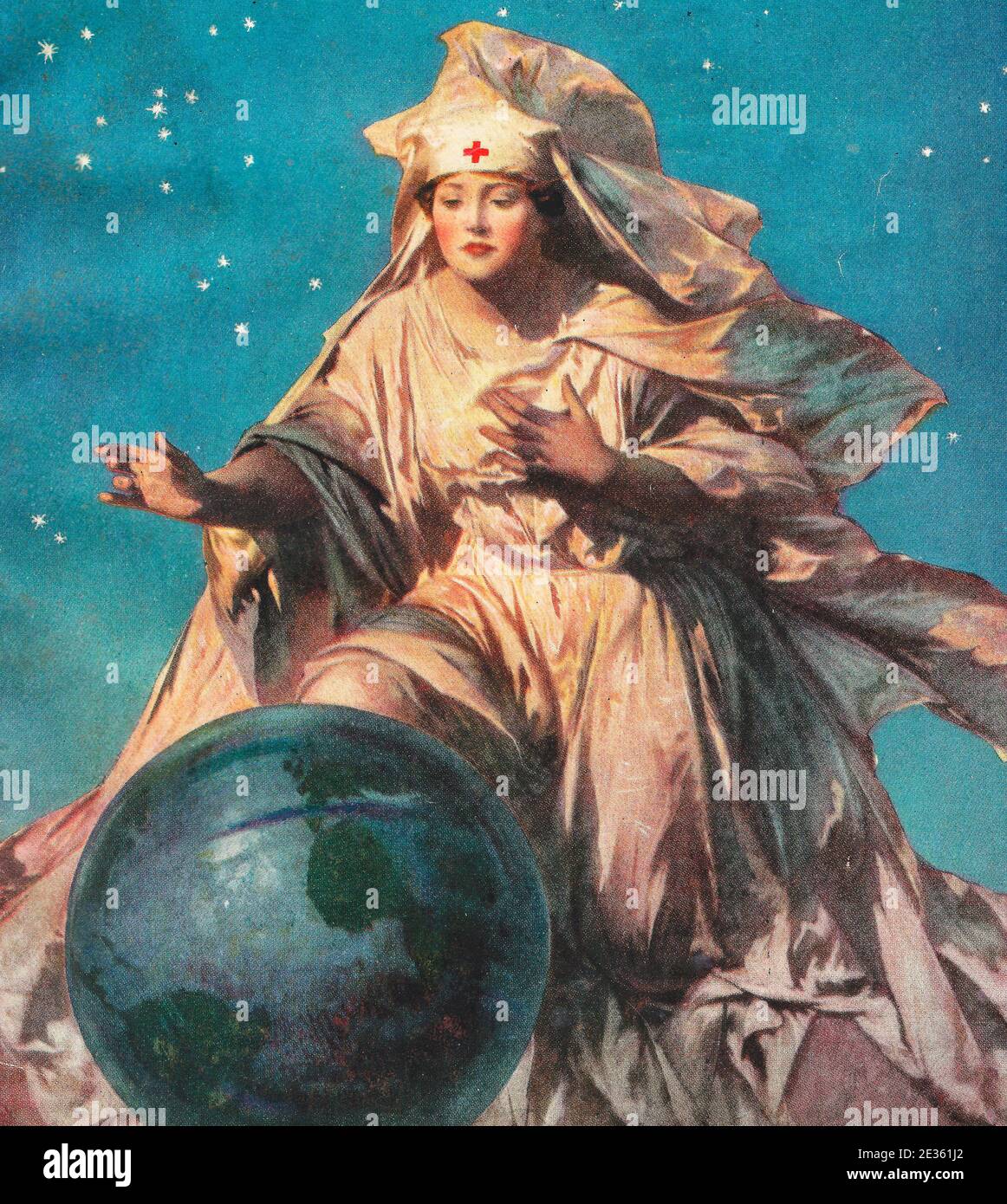 Rotes Kreuz Krankenschwester hilft der Welt, um 1919 Stockfoto