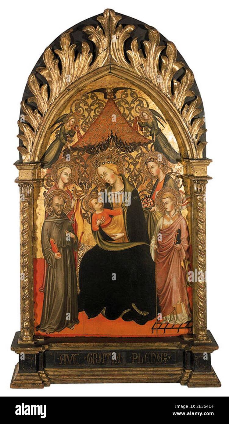 Maestro di Carmignano - La Virgen y el Niño entronizados con san Francisco, Catalina de Alejandria, Isabel de Hungría y Lorenzo. Stockfoto