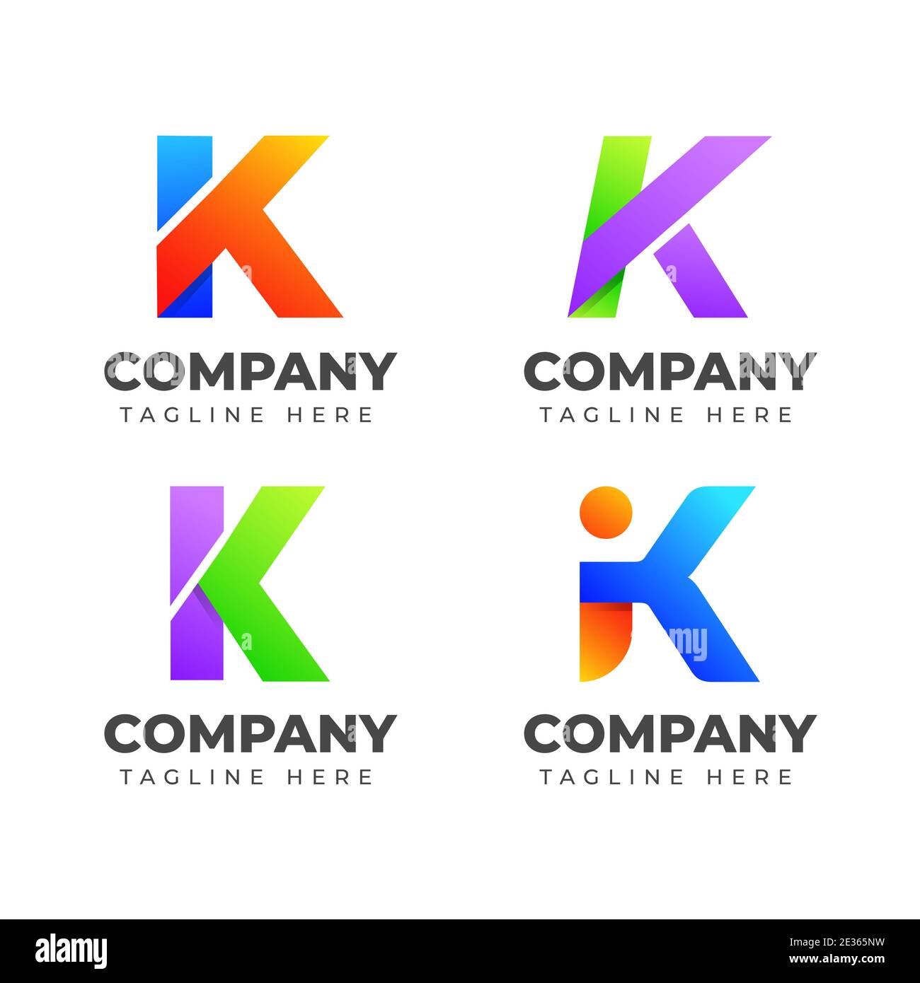 Set von Buchstaben K Logo Design-Vorlage mit bunten Konzept. Icon für das Geschäft der Mode, Sport, Automobil, elegant Stockfoto