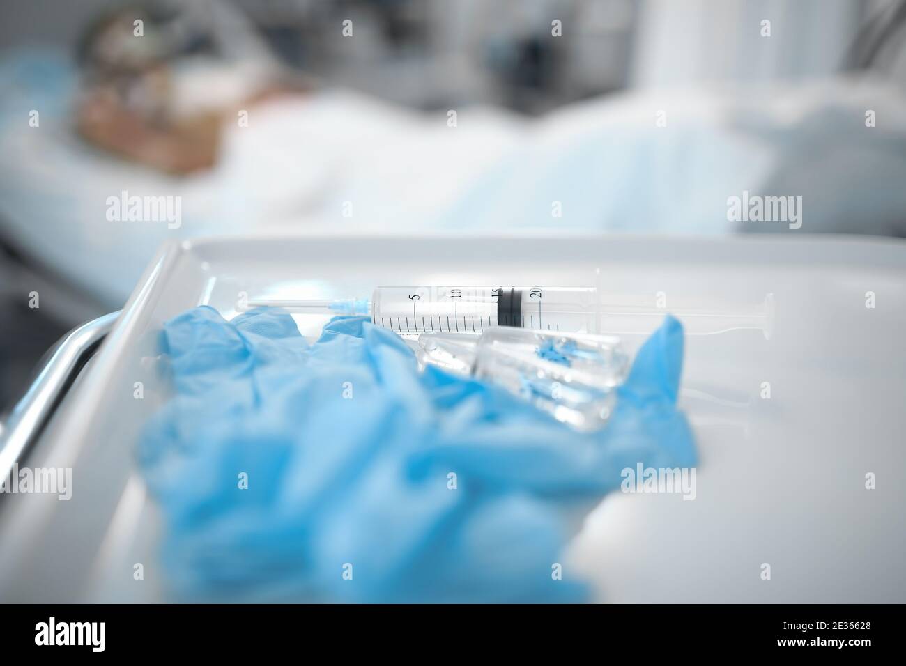 Sterbender Mann auf der Krankenstation. Stockfoto