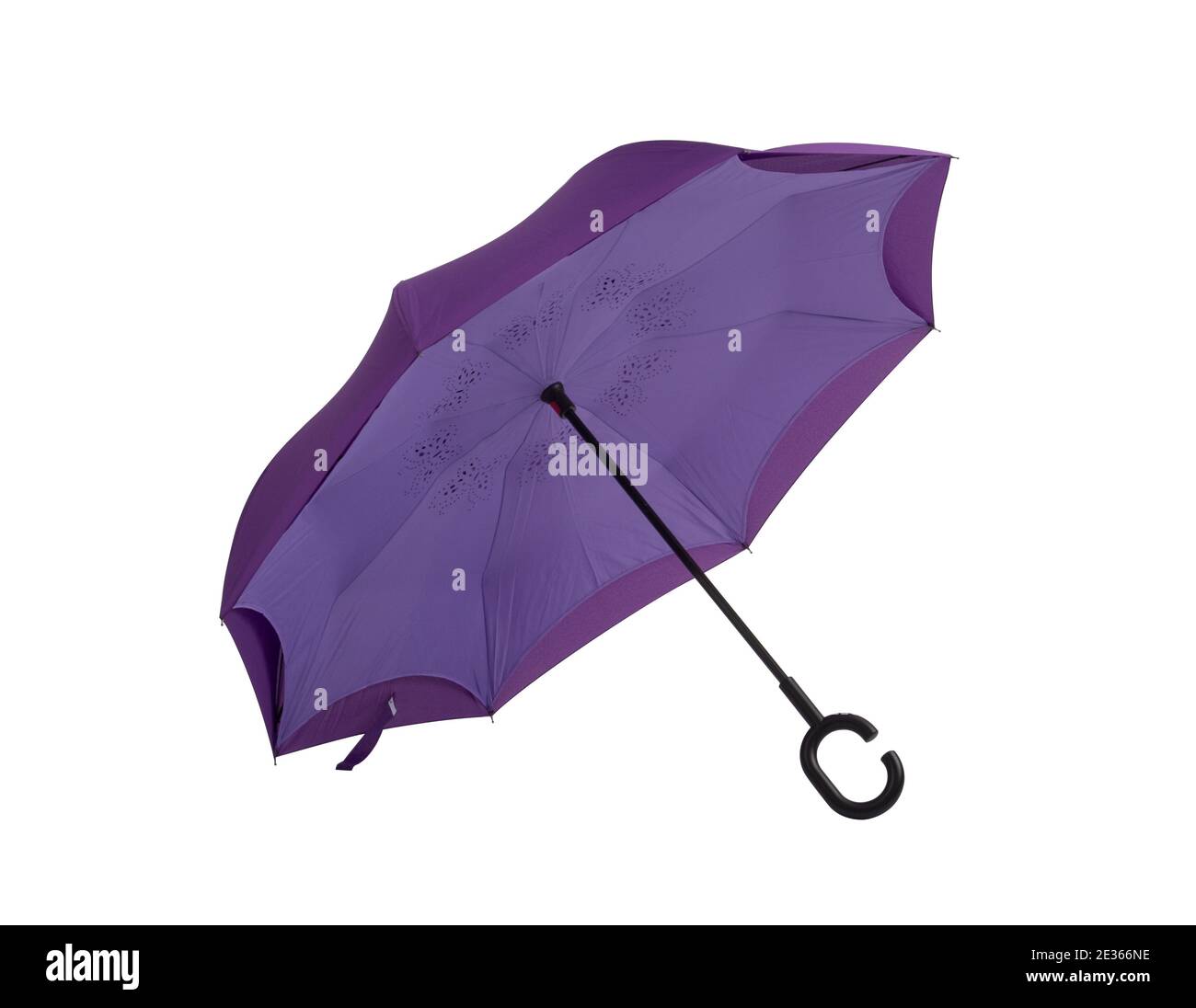 Öffnen lila zwei Schichten Regenschirm isoliert auf weißem Hintergrund Stockfoto
