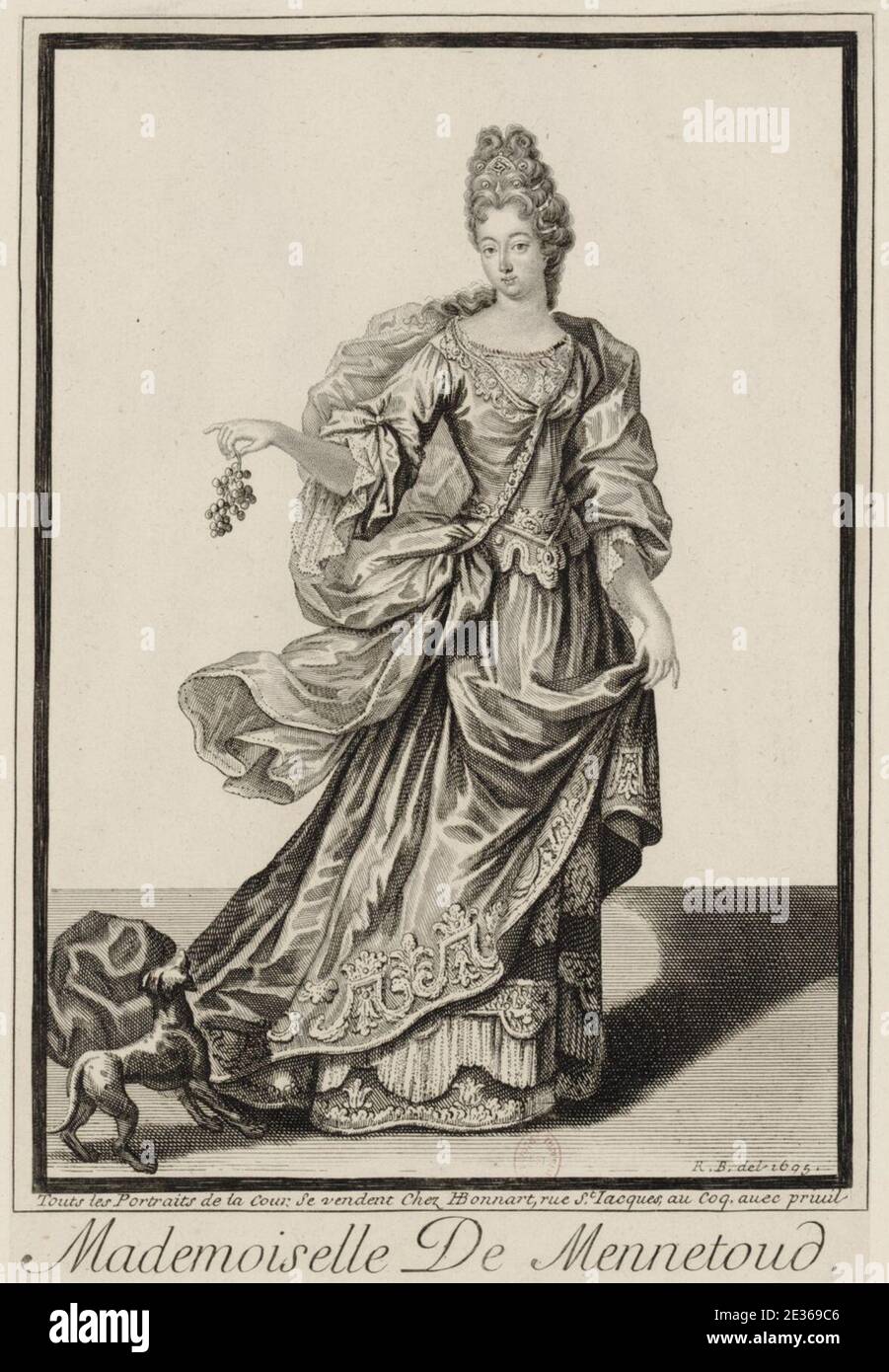 Mademoiselle de Mennetoud, en pied. Stockfoto