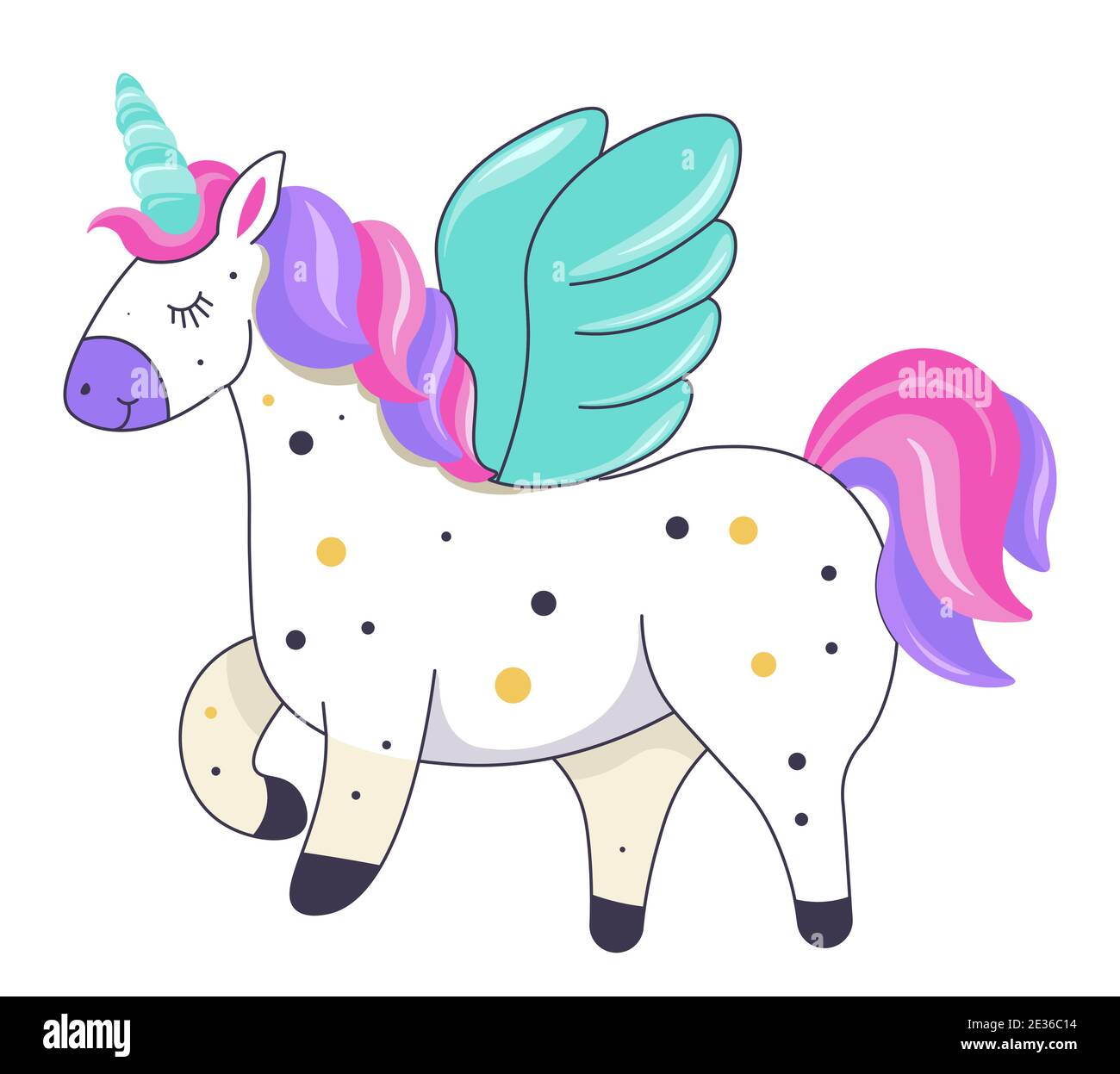 Einhorn mit Horn oder pegasus mit Flügeln Vektor Stock Vektor