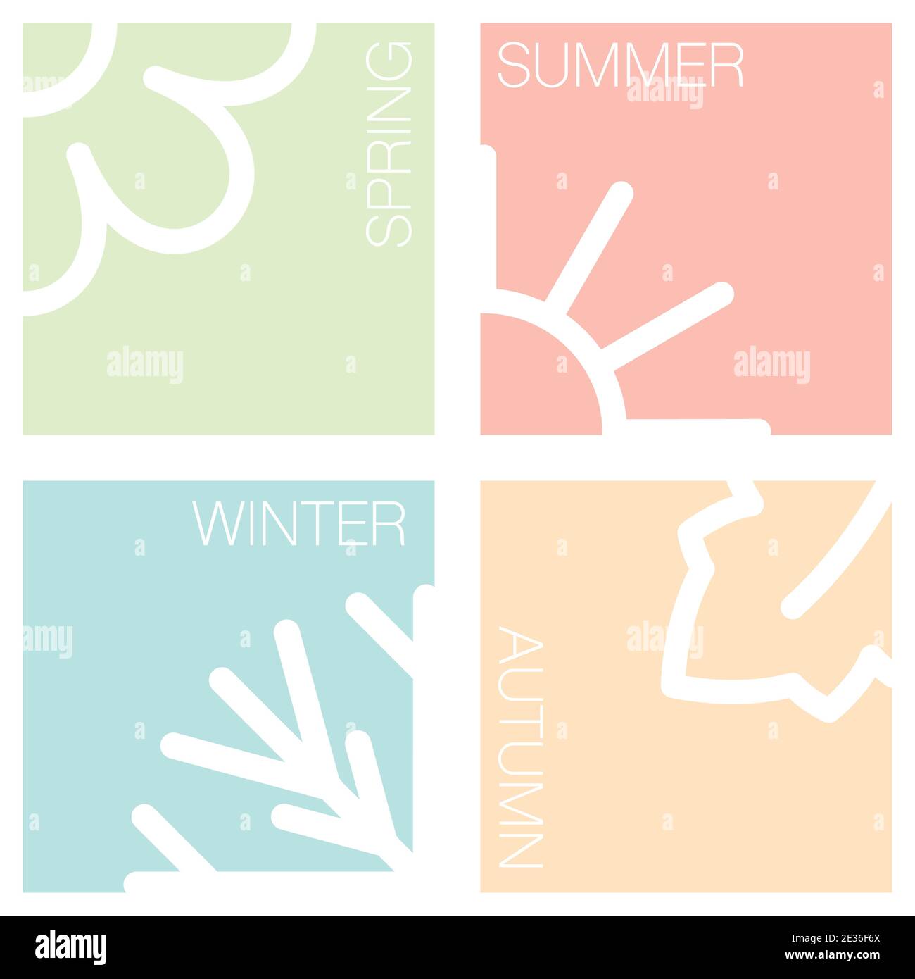 Vier Natur Jahreszeiten Pastellfarben Quadrate Stock Vektor