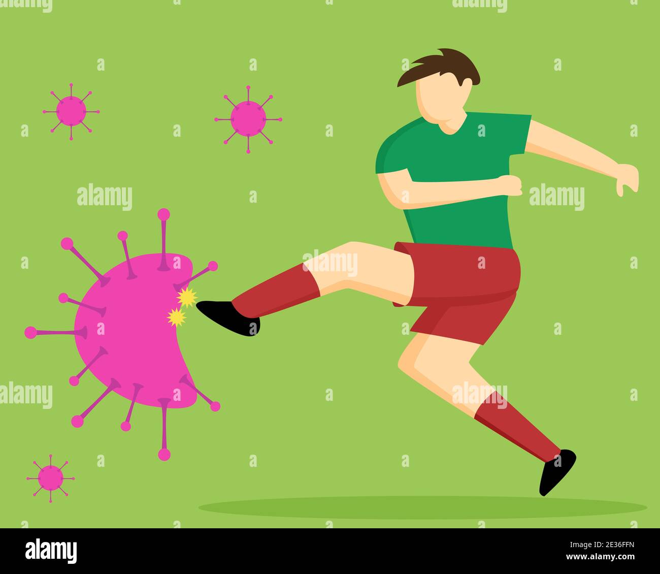 Illustration Vektor-Design von Fußballer vs Virus Stock Vektor