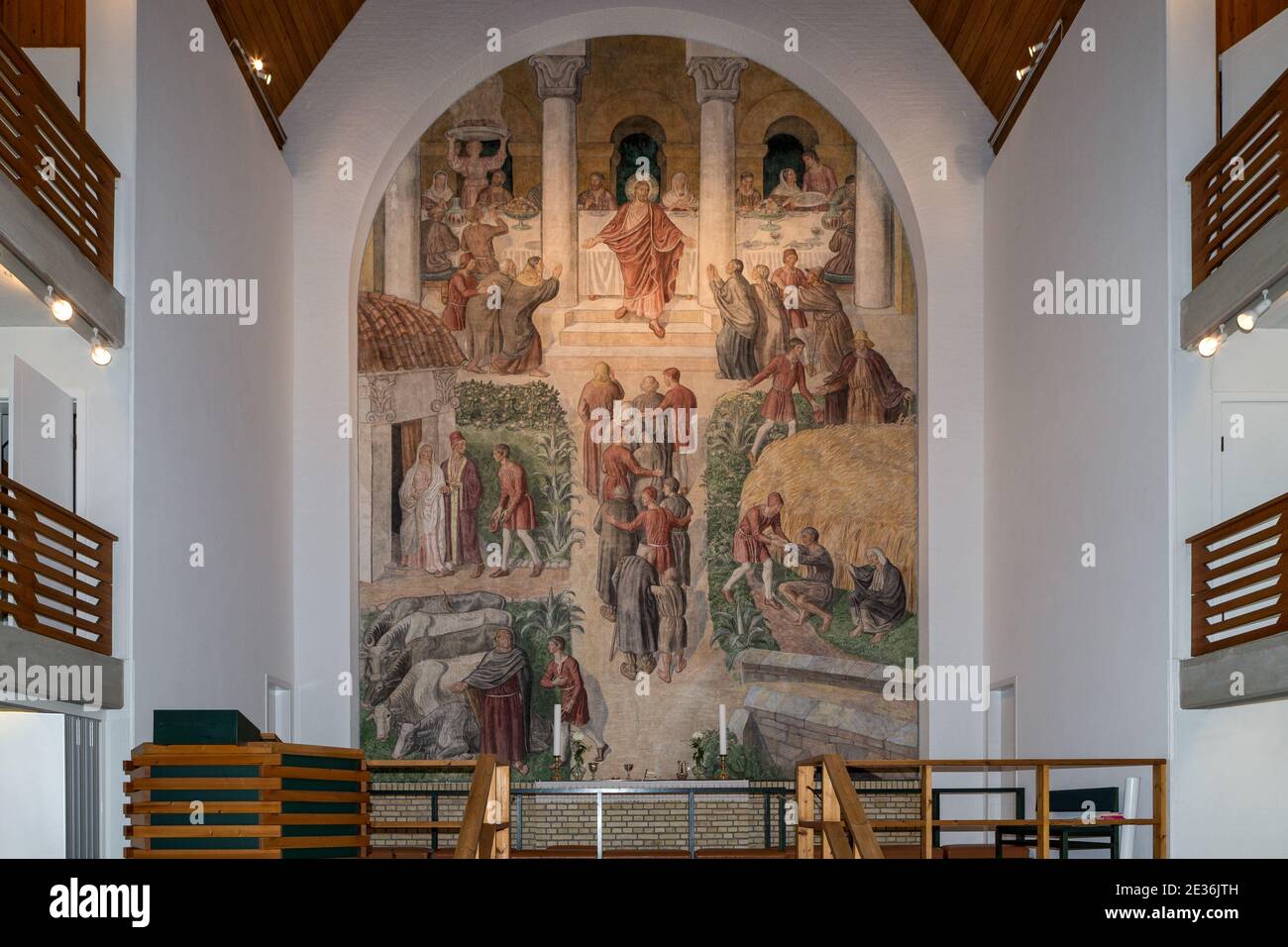 Großes Bankett, Altarbild, Christianskirkjan, Christians Kirche, Klaksvik Stadt, Bordoy Insel, Färöer Inseln Stockfoto