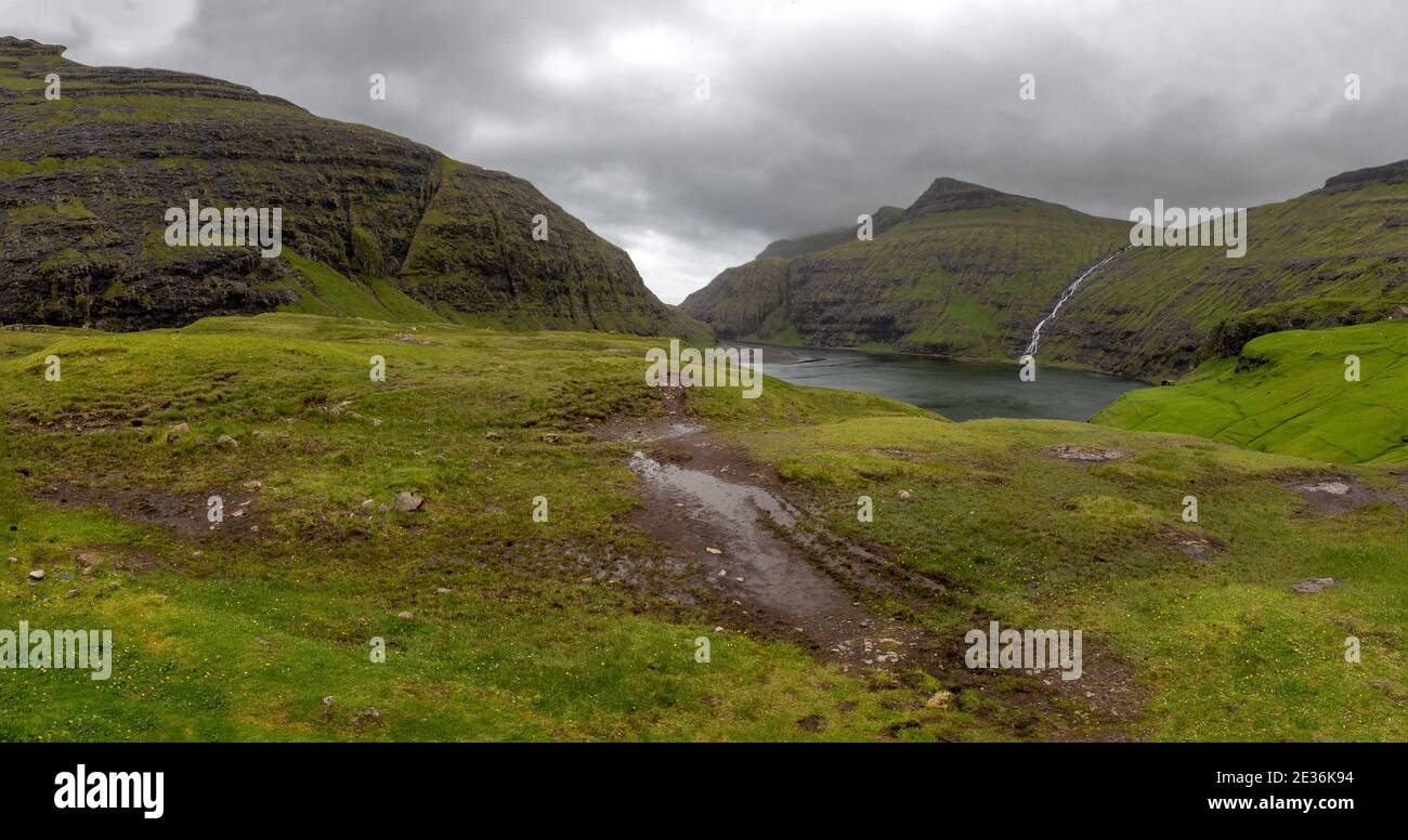 Saksun Dorf, Eysturoy Insel, Färöer Inseln Stockfoto