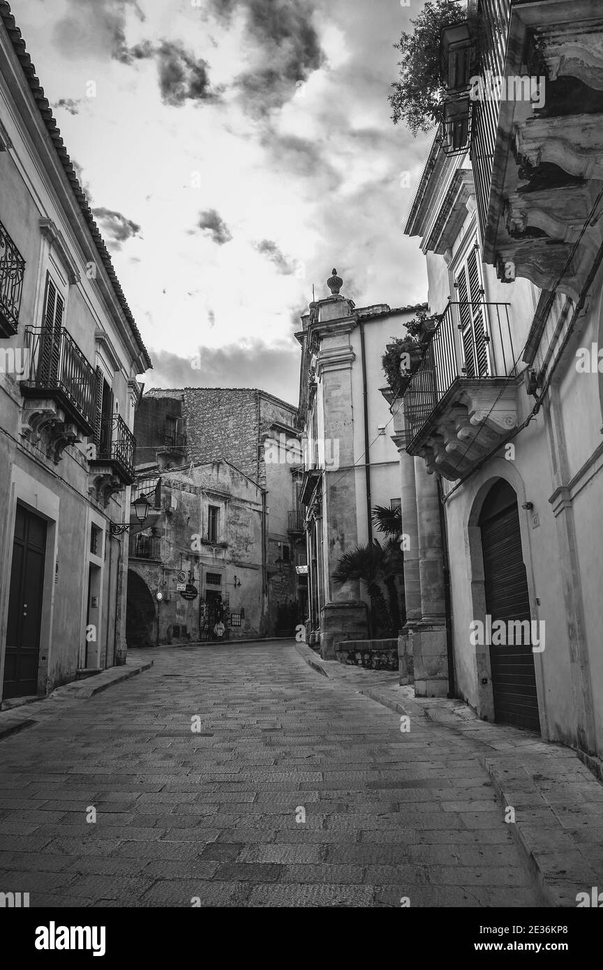 Kleine Straße von Ragusa Ibla, Sizilien, Italien, Europa, Weltkulturerbe Stockfoto
