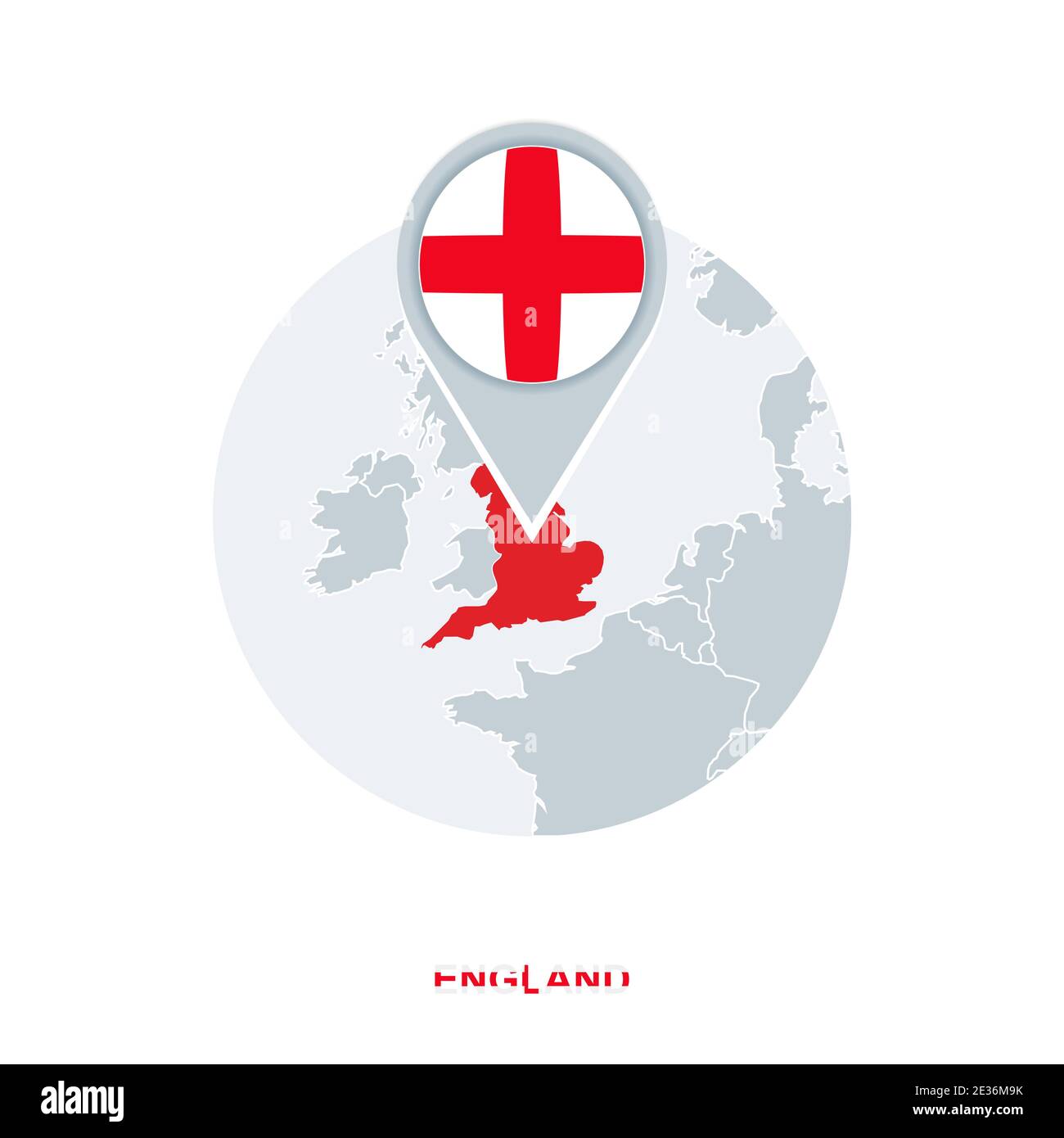 England Karte und Flagge, Vektorkarten-Symbol mit hervorgehobener England Stock Vektor