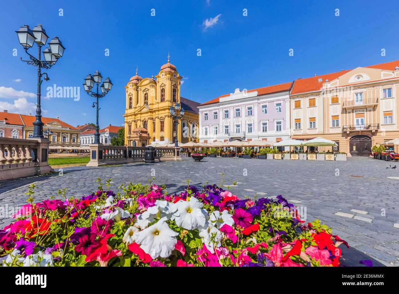 Timisoara, Rumänien. Der Dom am Union Square, historische Region Banat. Stockfoto