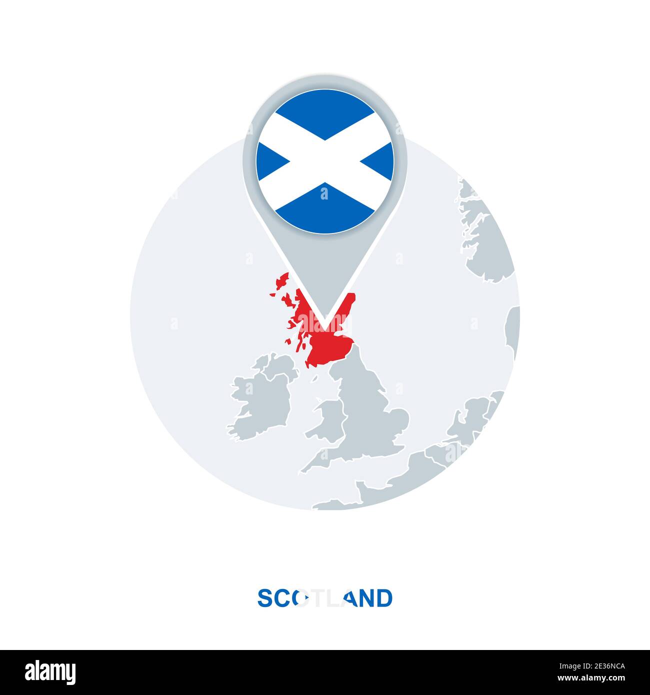 Schottland Karte und Flagge, Vektorkarten-Symbol mit hervorgehobener Schottland Stock Vektor