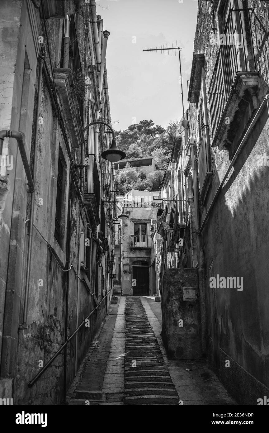 Kleine Gasse von Ragusa Ibla, Sizilien, Italien, Europa, Weltkulturerbe Stockfoto