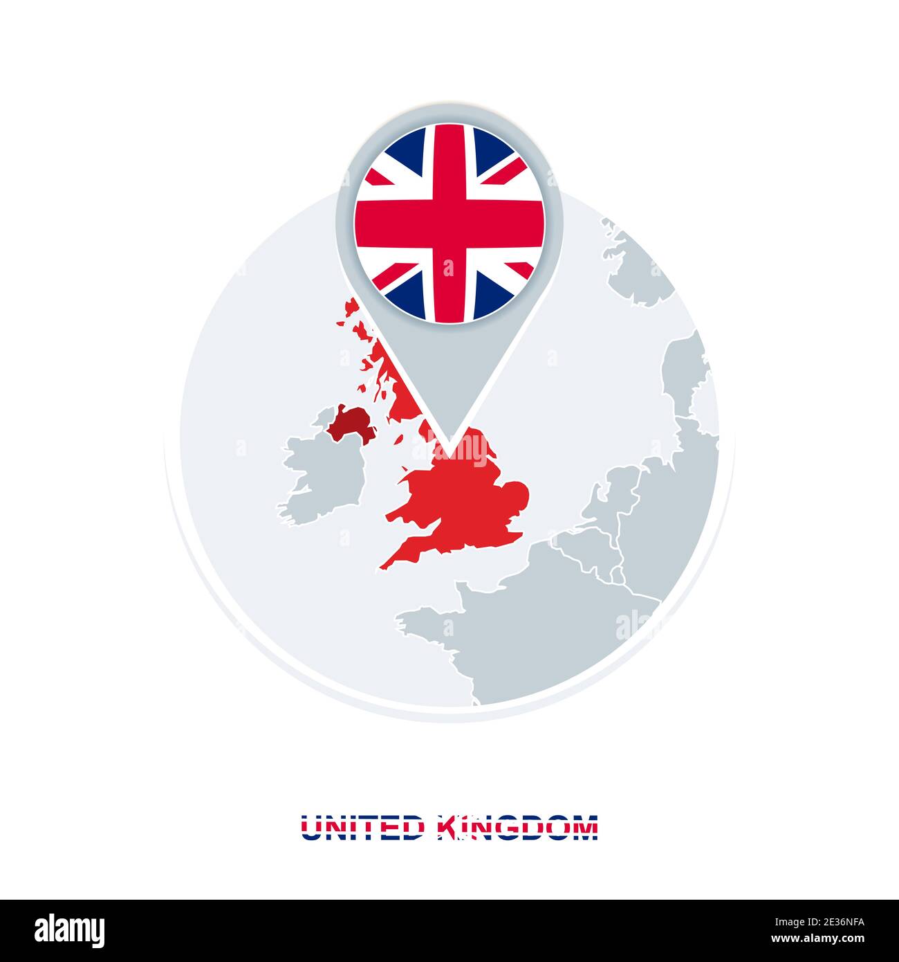 Vereinigtes Königreich Karte und Flagge, Vektorkarten-Symbol mit hervorgehobener UK Stock Vektor