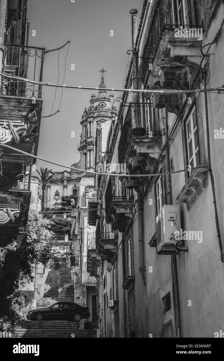 Kleine Gasse von Modica, Ragusa, Sizilien, Italien, Europa, Weltkulturerbe Stockfoto