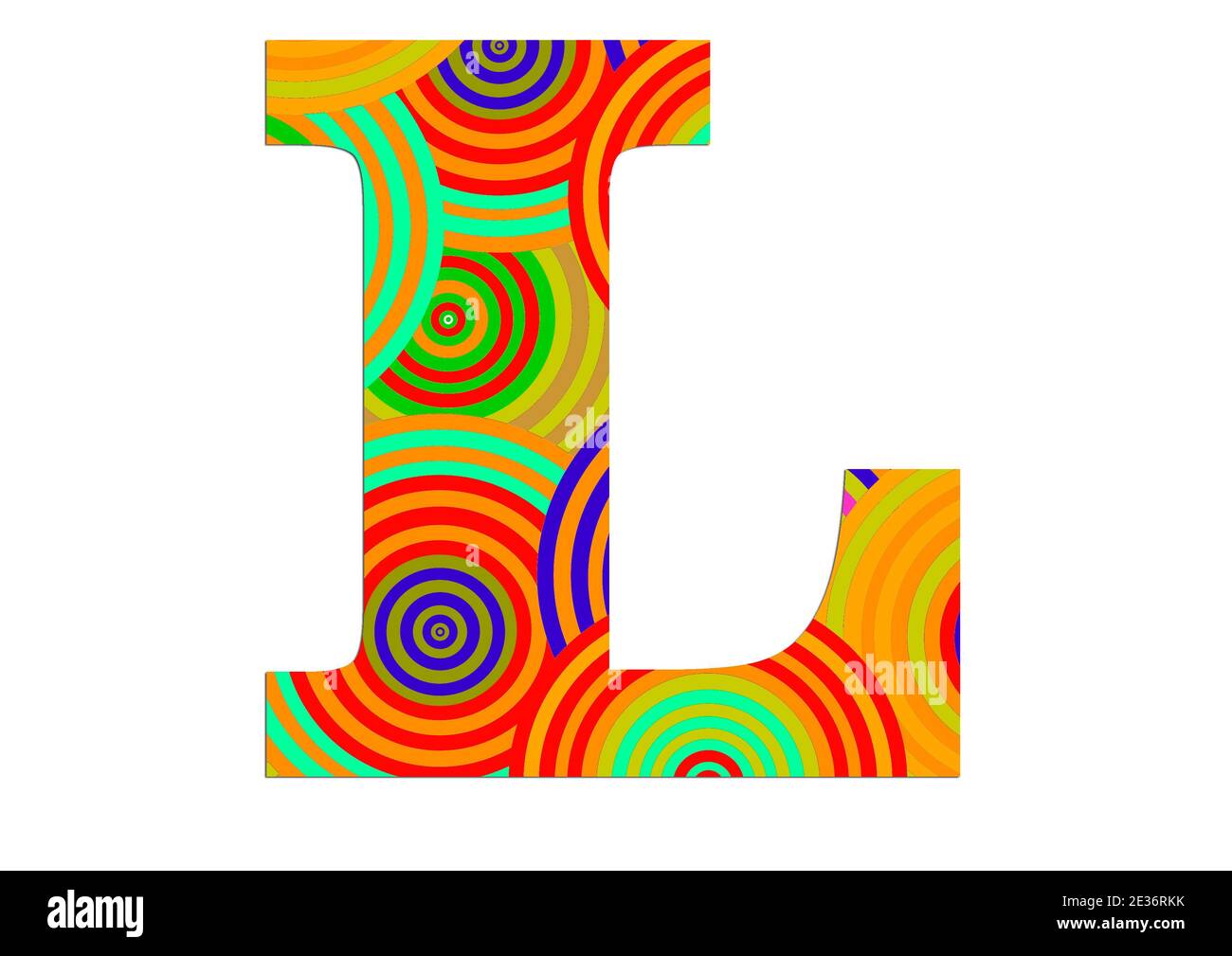 Alphabet L aus Spaß bunten Kreis Muster für die Dekoration Stockfoto