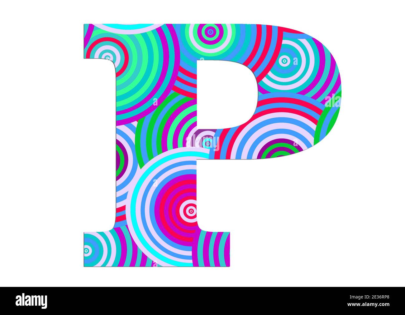 Alphabet P aus lustigen bunten Kreismuster zur Dekoration Stockfoto