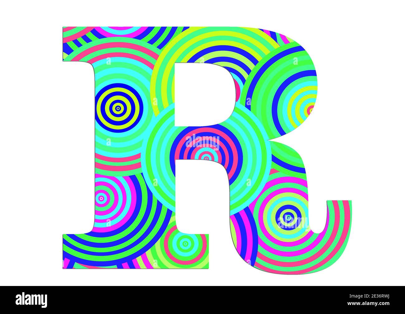 Alphabet R aus lustigen bunten Kreis Muster für die Dekoration Stockfoto