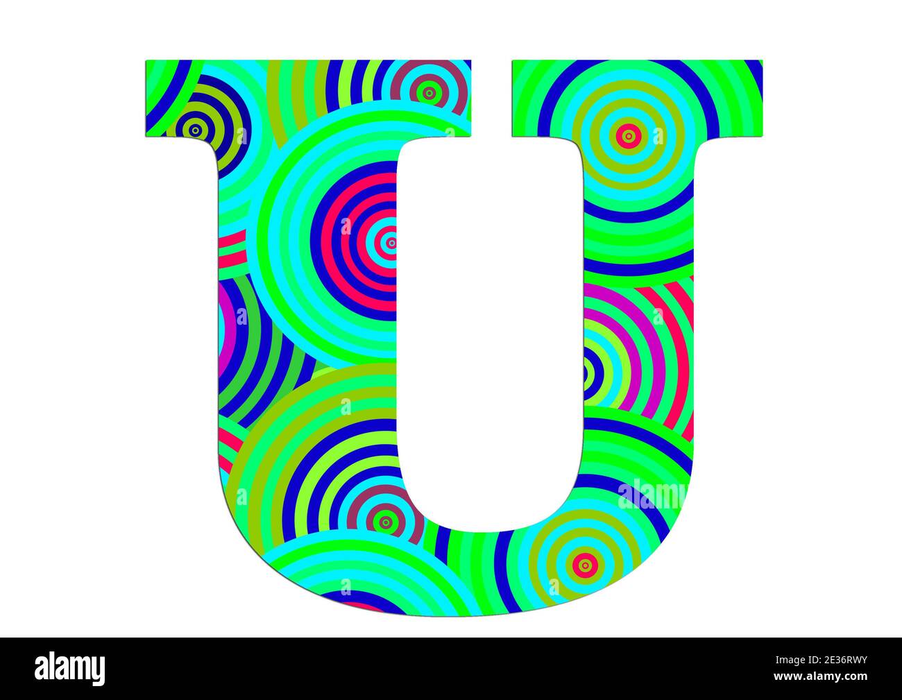 Alphabet U aus Spaß bunten Kreis Muster für die Dekoration Stockfoto