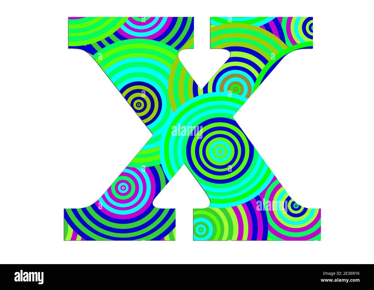 Alphabet X aus lustigen bunten Kreis Muster für die Dekoration Stockfoto