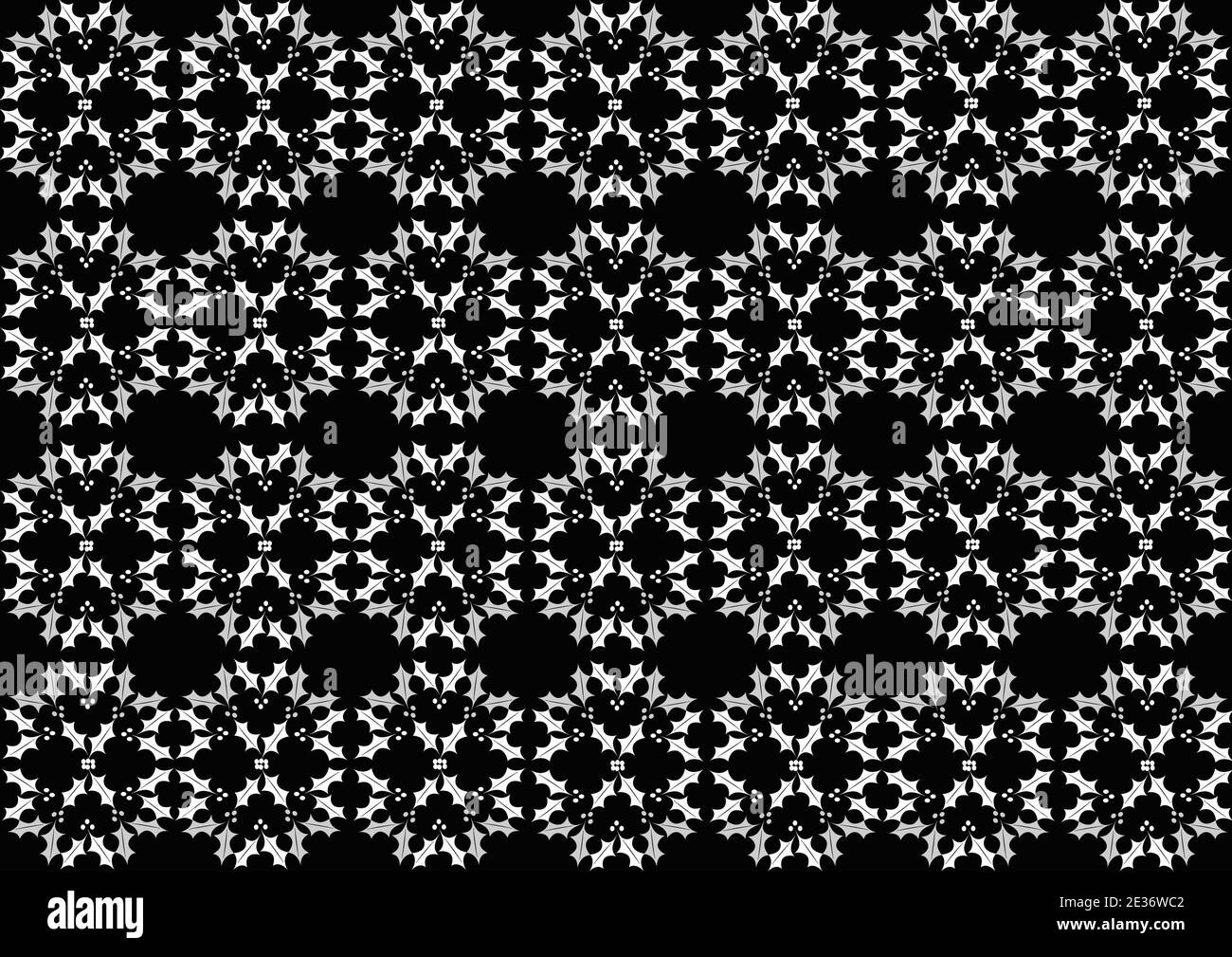 Nahtlose Mistelmuster Tapete in schwarzer Farbe Hintergrund für die Dekoration Stockfoto