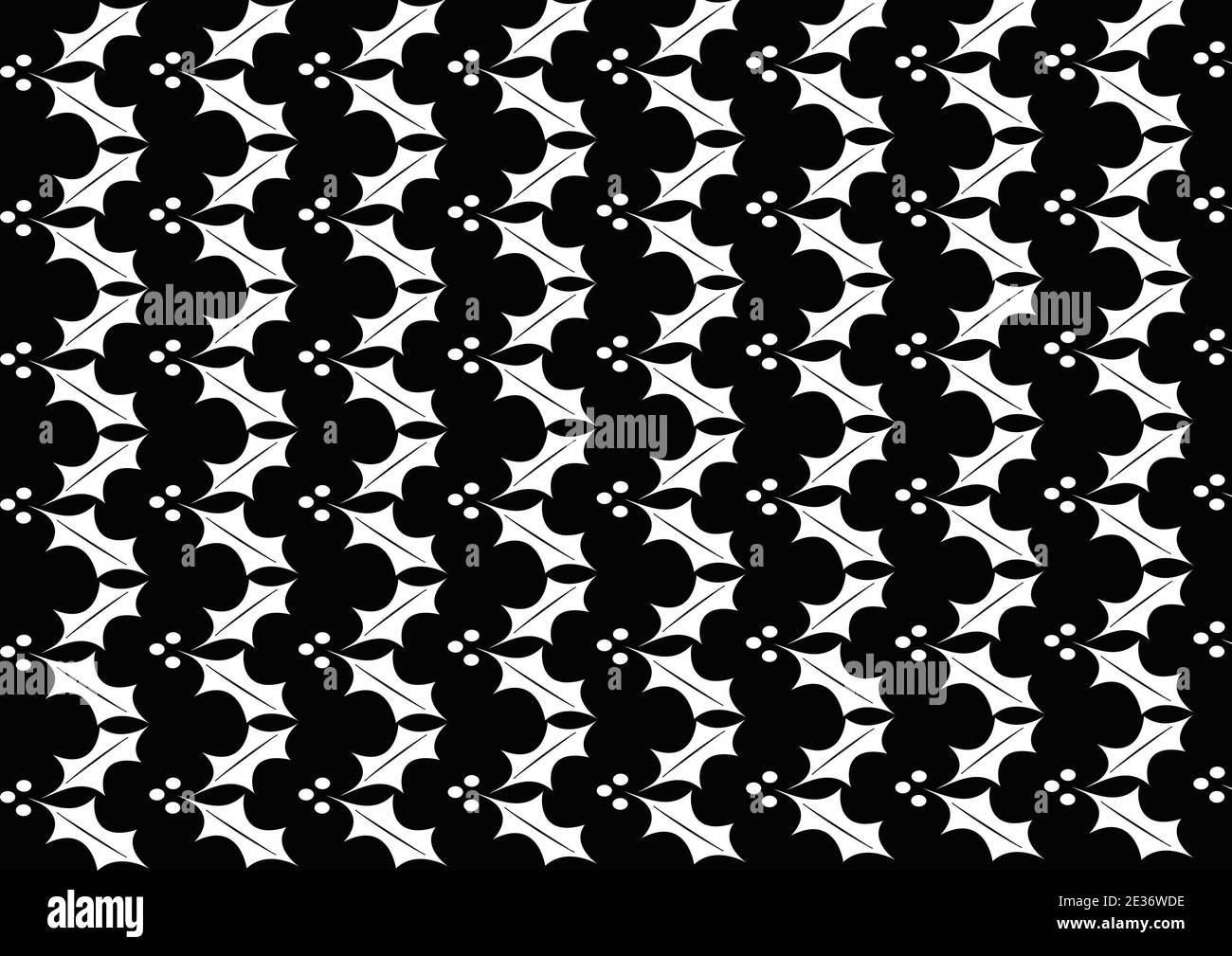 Nahtlose Mistelmuster Tapete in schwarzer Farbe Hintergrund für die Dekoration Stockfoto