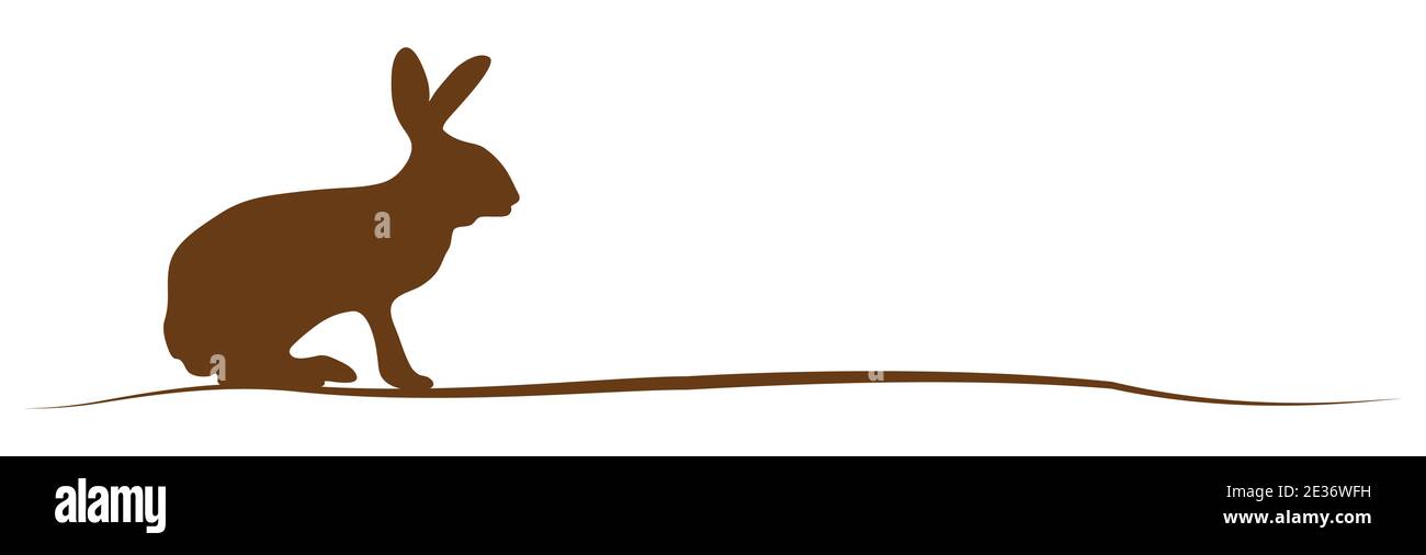 vektor-Panorama-Illustration für ostern Zeit, glücklicher Hintergrund mit braunen Silhouette von Kaninchen. Frühlingskulisse für Festkonzepte Stock Vektor