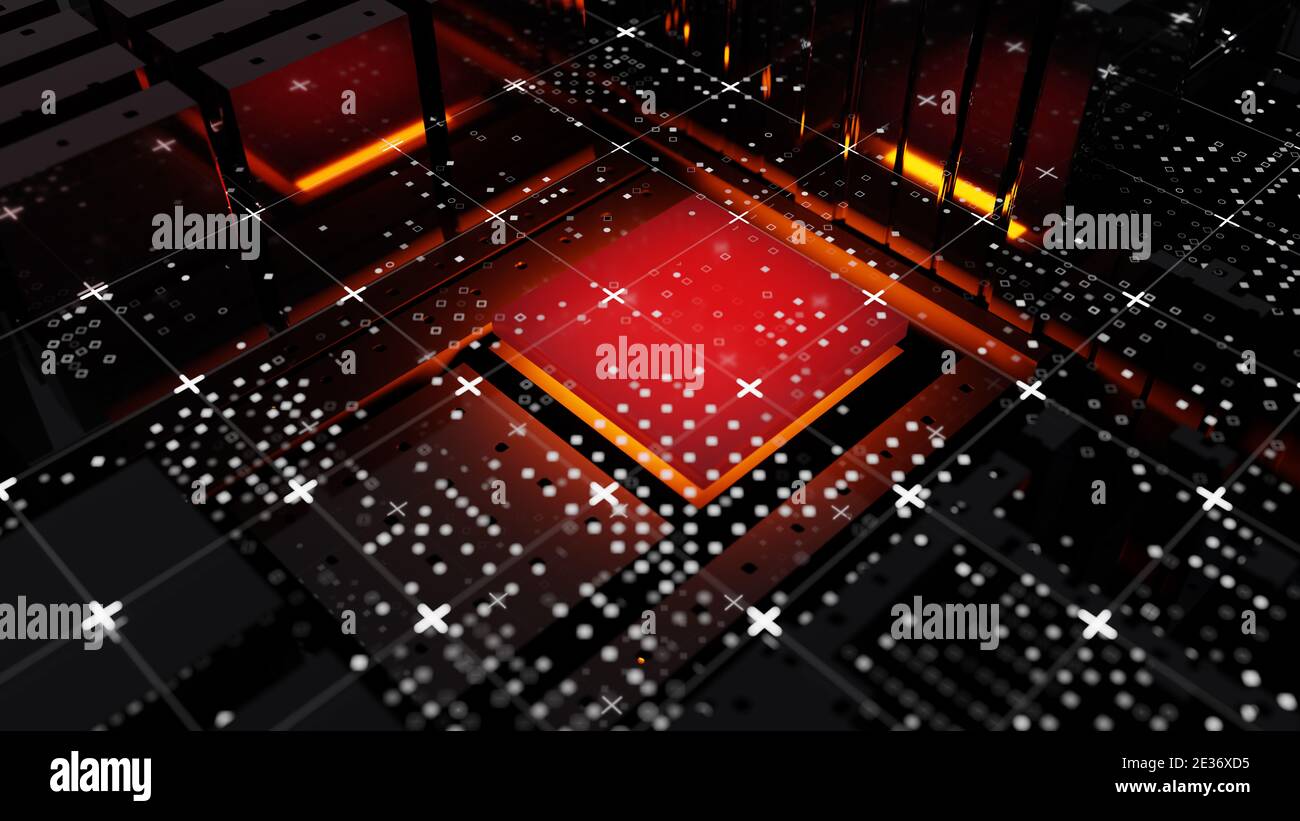 Abstract Central Computer Processors Konzept. 3D-Illustration Stockfoto