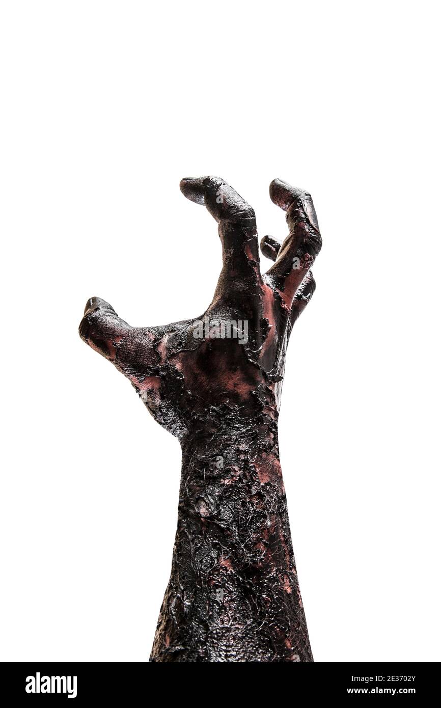 Gruselige Zombie Hand isoliert auf weißem Hintergrund mit Clipping Pfad Stockfoto