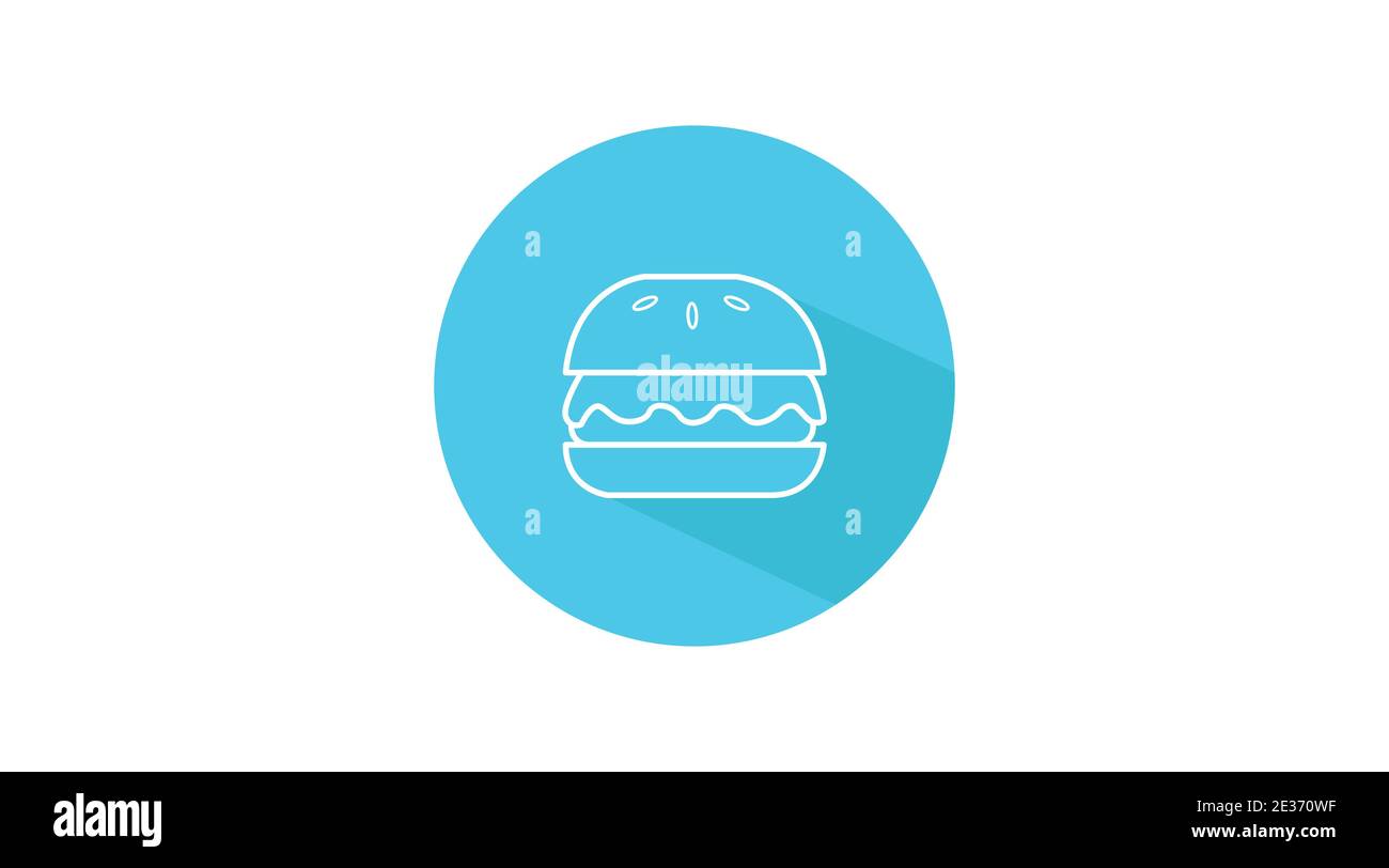 Vektor isoliert abgerundete blaue Take Away Symbol mit einem Hamburger Stock Vektor