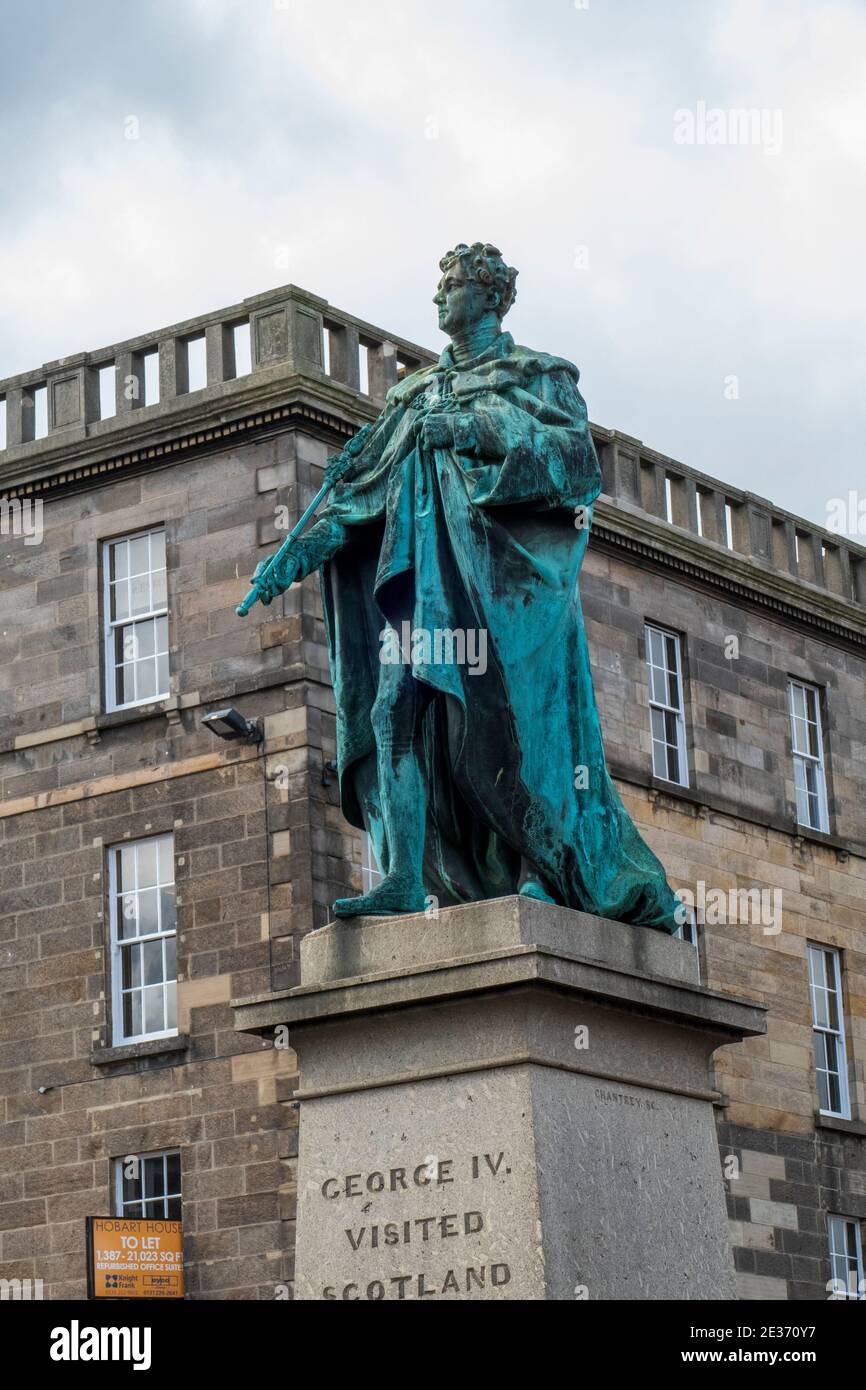 Statue von König George IV (Hause Hannover), in Edinburgh Stockfoto
