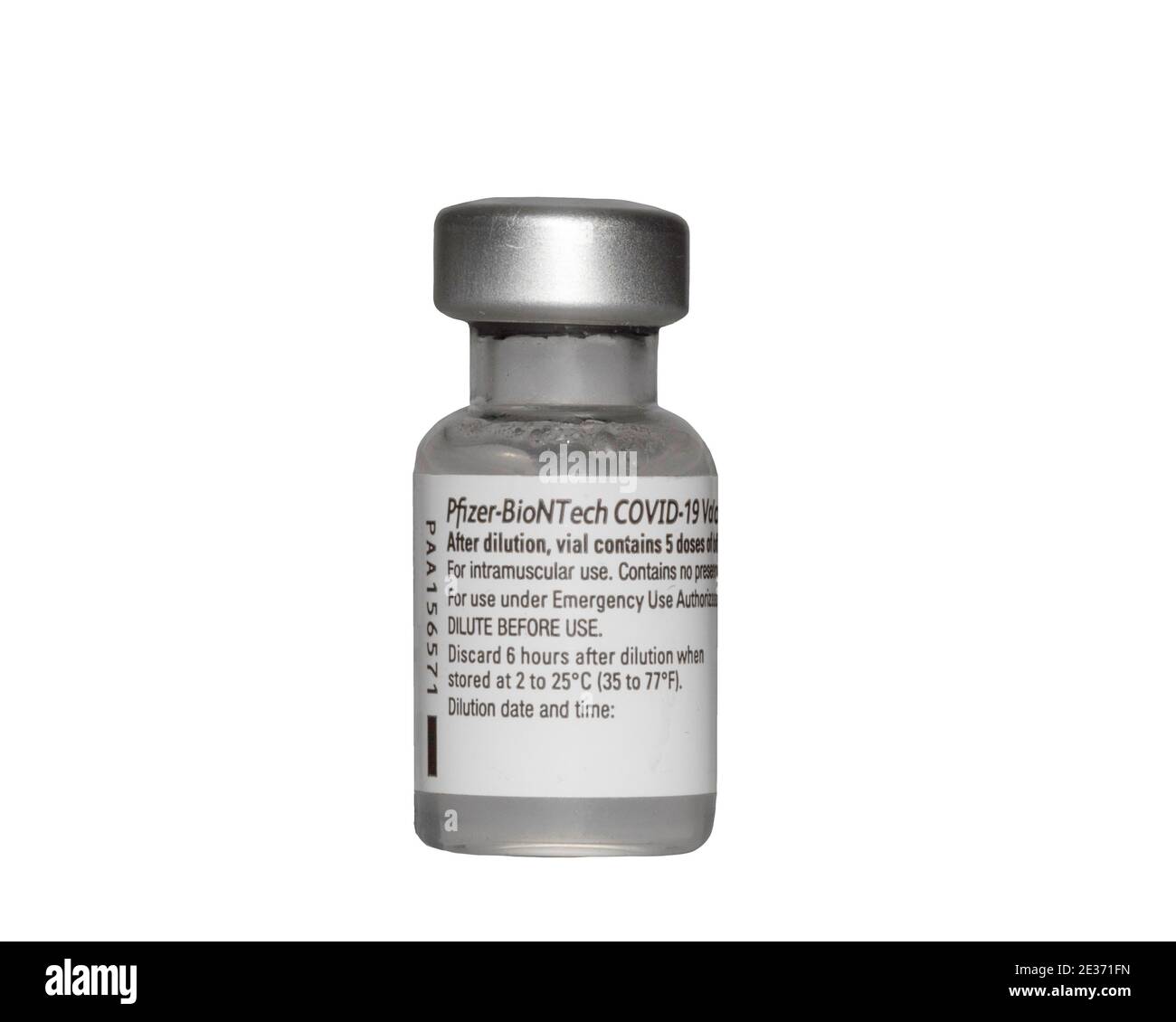Impffläschchen gegen Covid 19, BioNTech, Pfizer, Pfizer-BioNTech Stockfoto