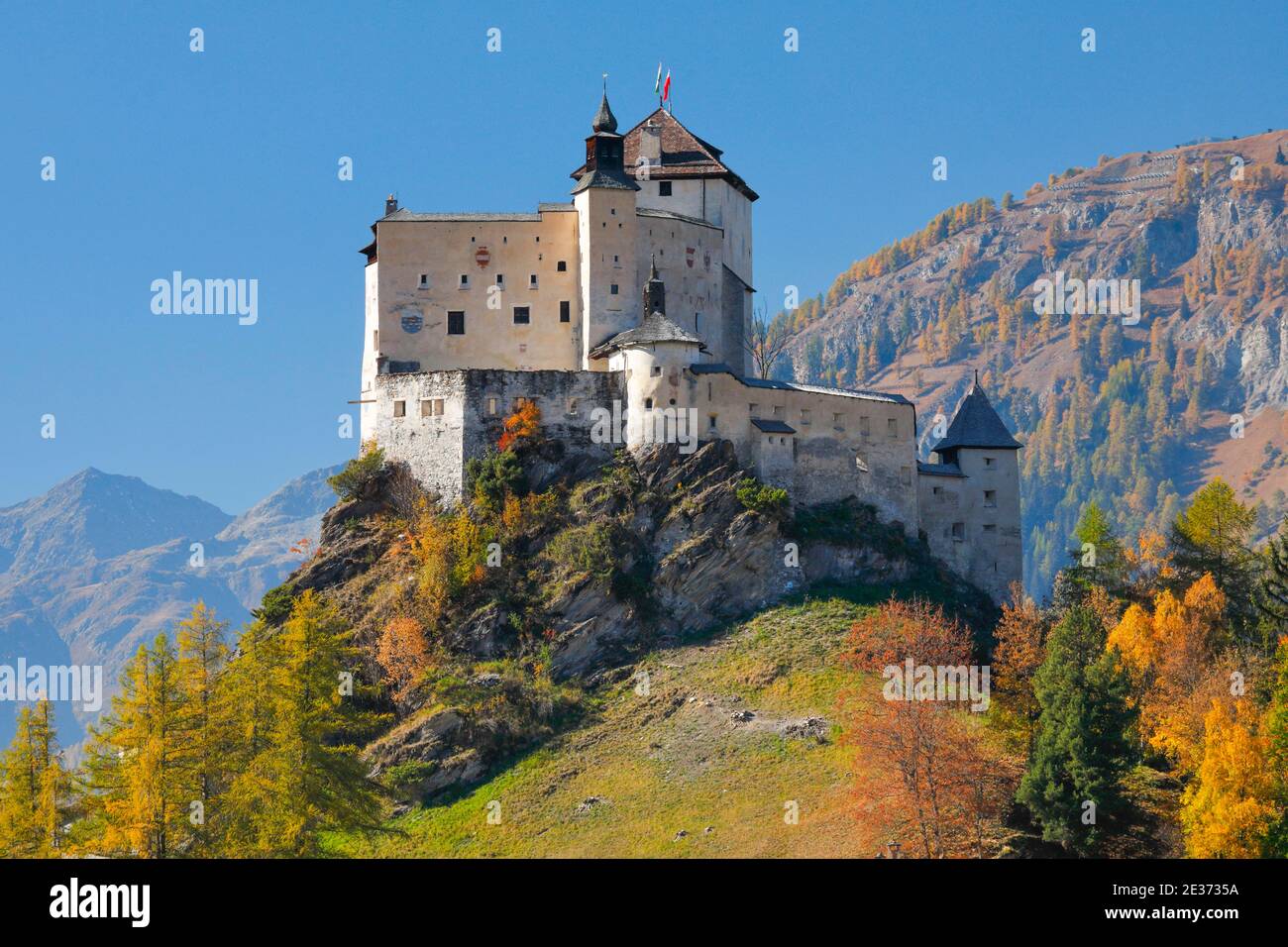 Schloss Tarasp, Graubünden, Schweiz Stockfoto