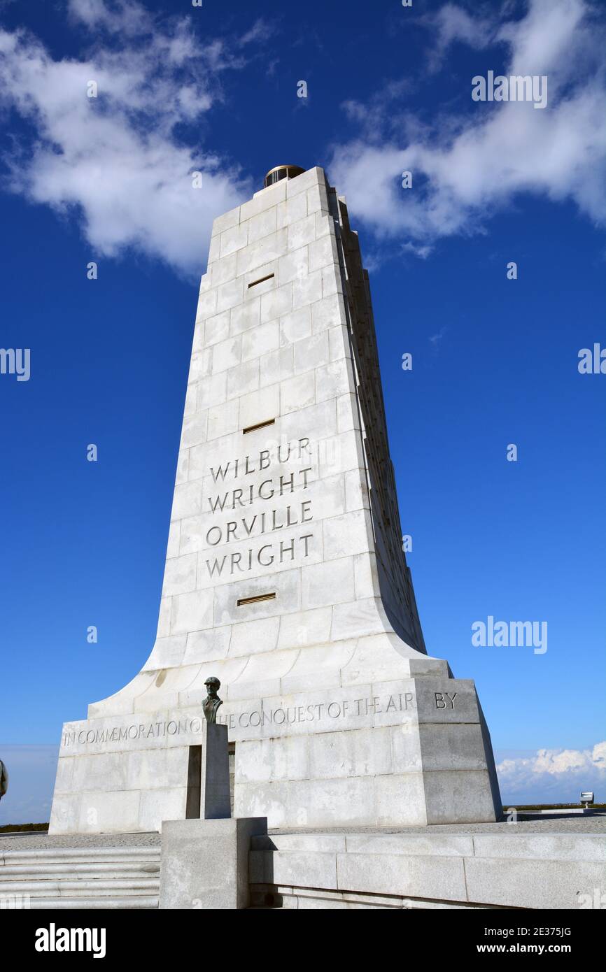 Das Wright Brothers National Memorial markiert den 17. Dezember 1903 Ort des ersten Fluges in Kill Devil Hills an den Outer Banks von North Carolina Stockfoto
